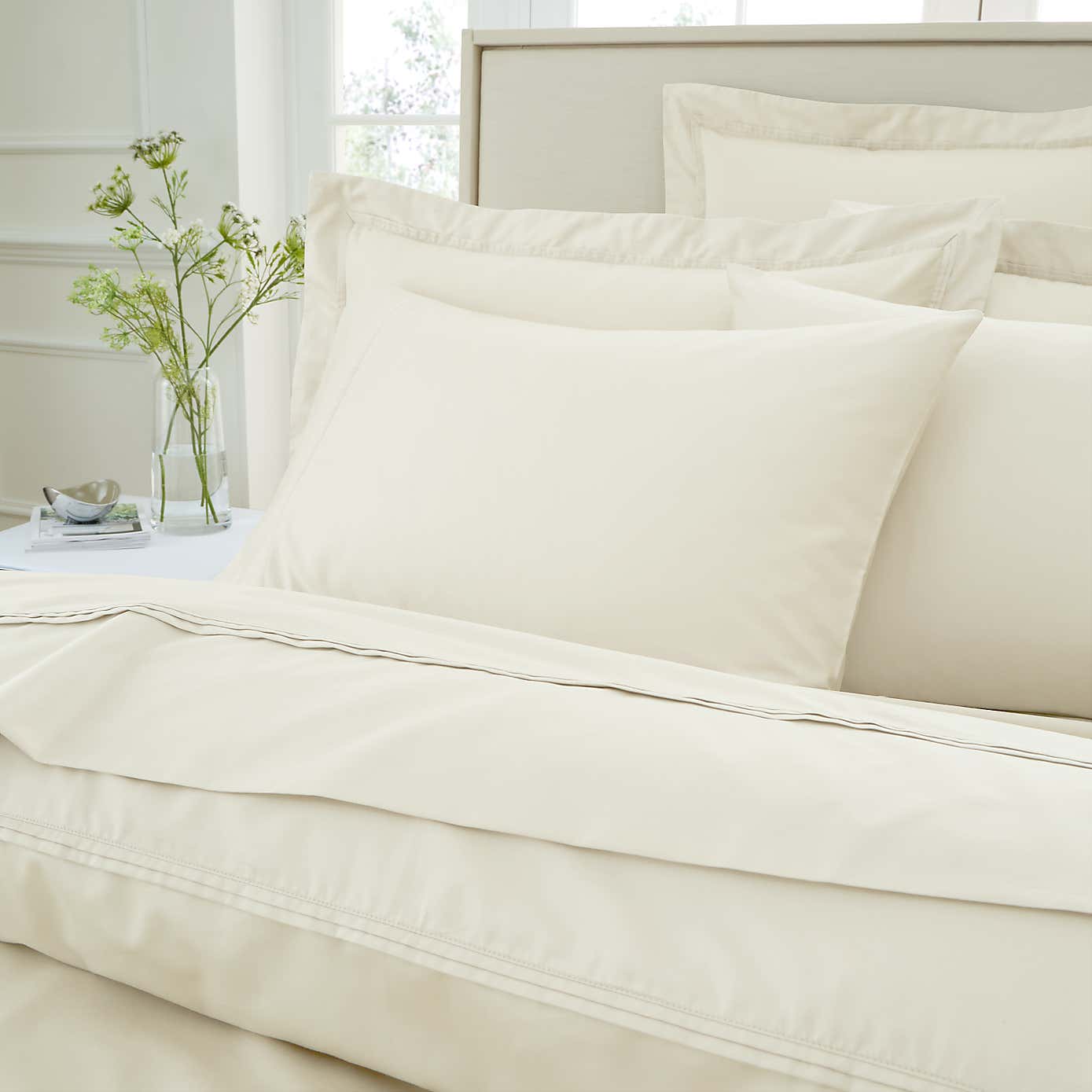 Dorma 500 Thread Count 100% Cotton Satin Plain Cuffed Pillowcase