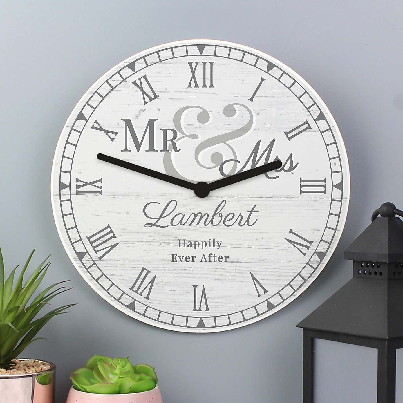 Personalised Mr and Mrs Wooden Clock