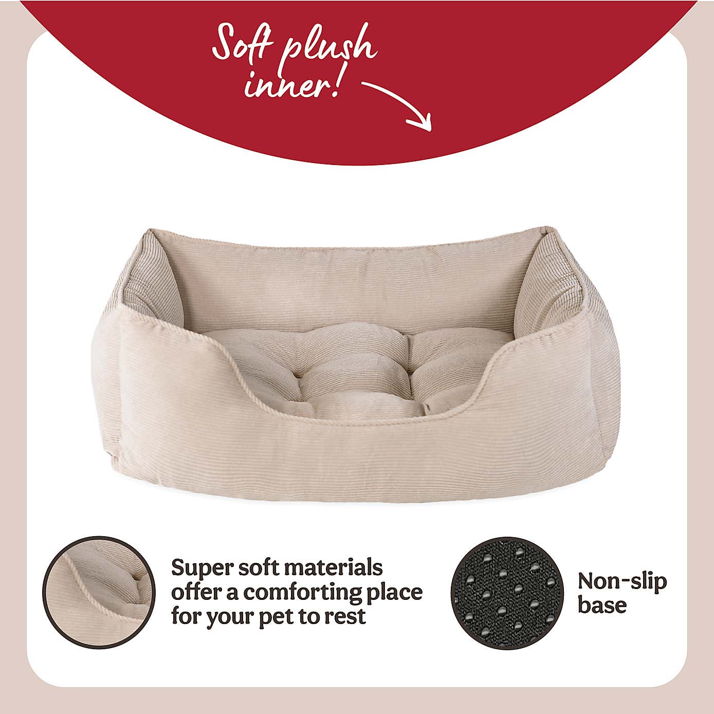 Rosewood Cord Square Pet Bed