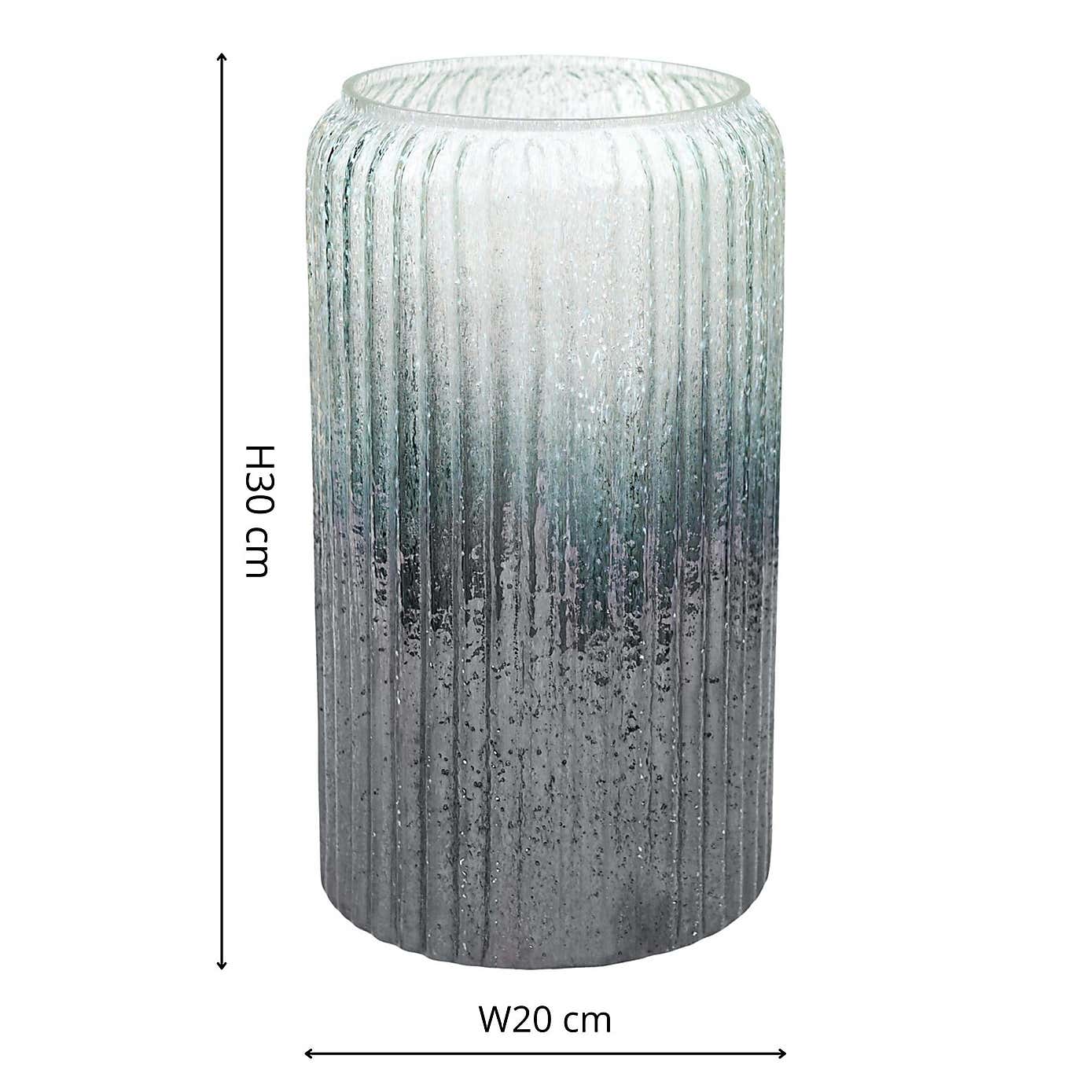 Verre Ribbed Tall Frosted Glass Vase