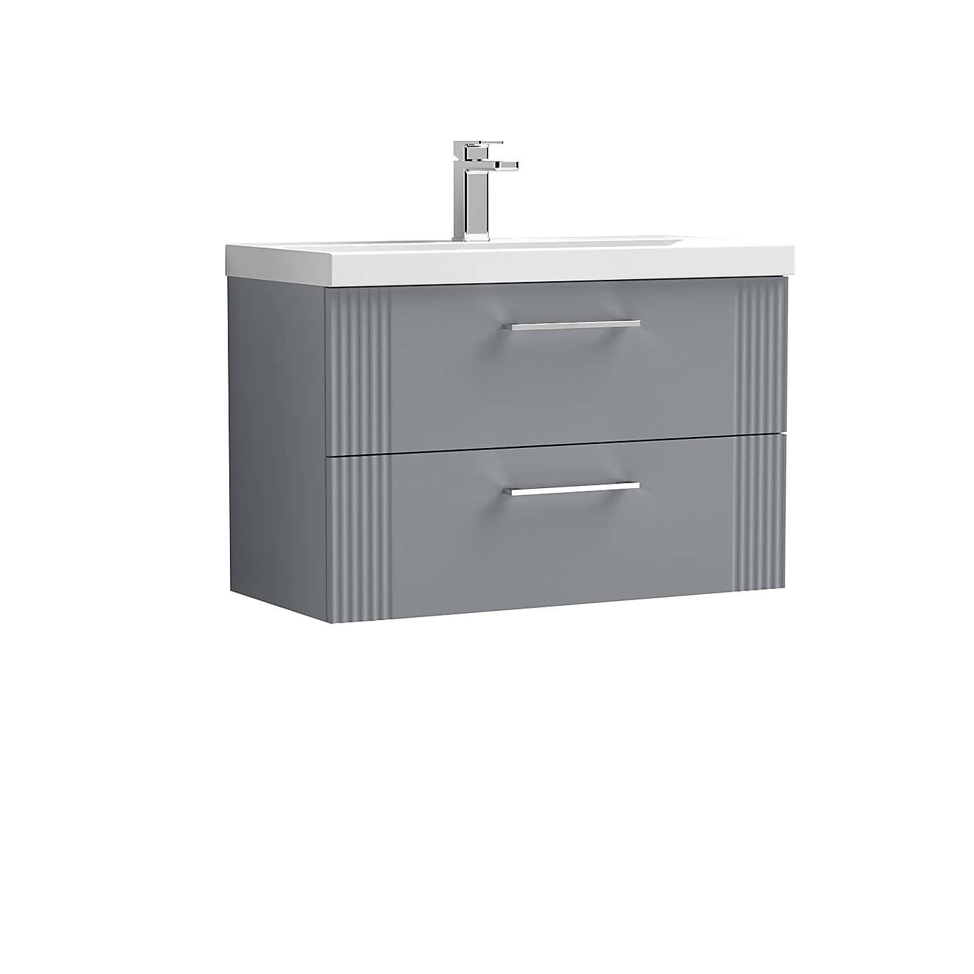Deco Wall Mounted 2 Drawer Vanity Unit with Basin