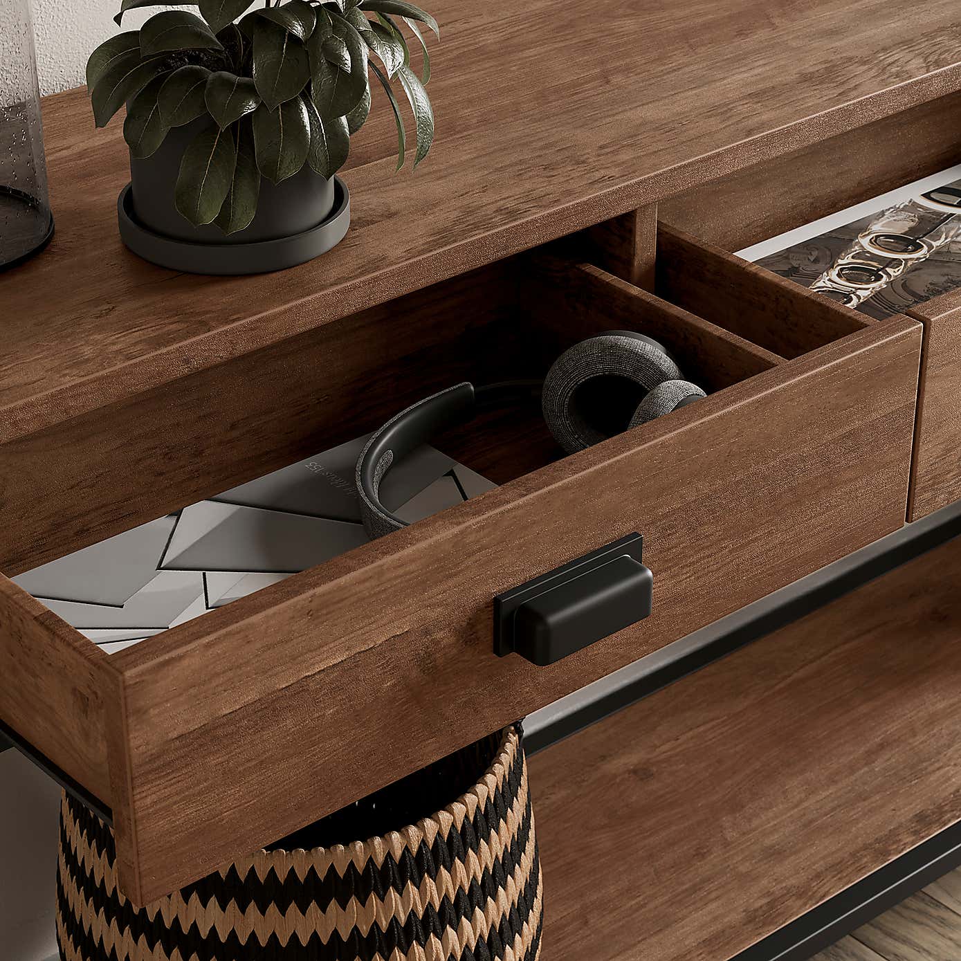 Fulton Extra Wide Console Table, Pine Effect