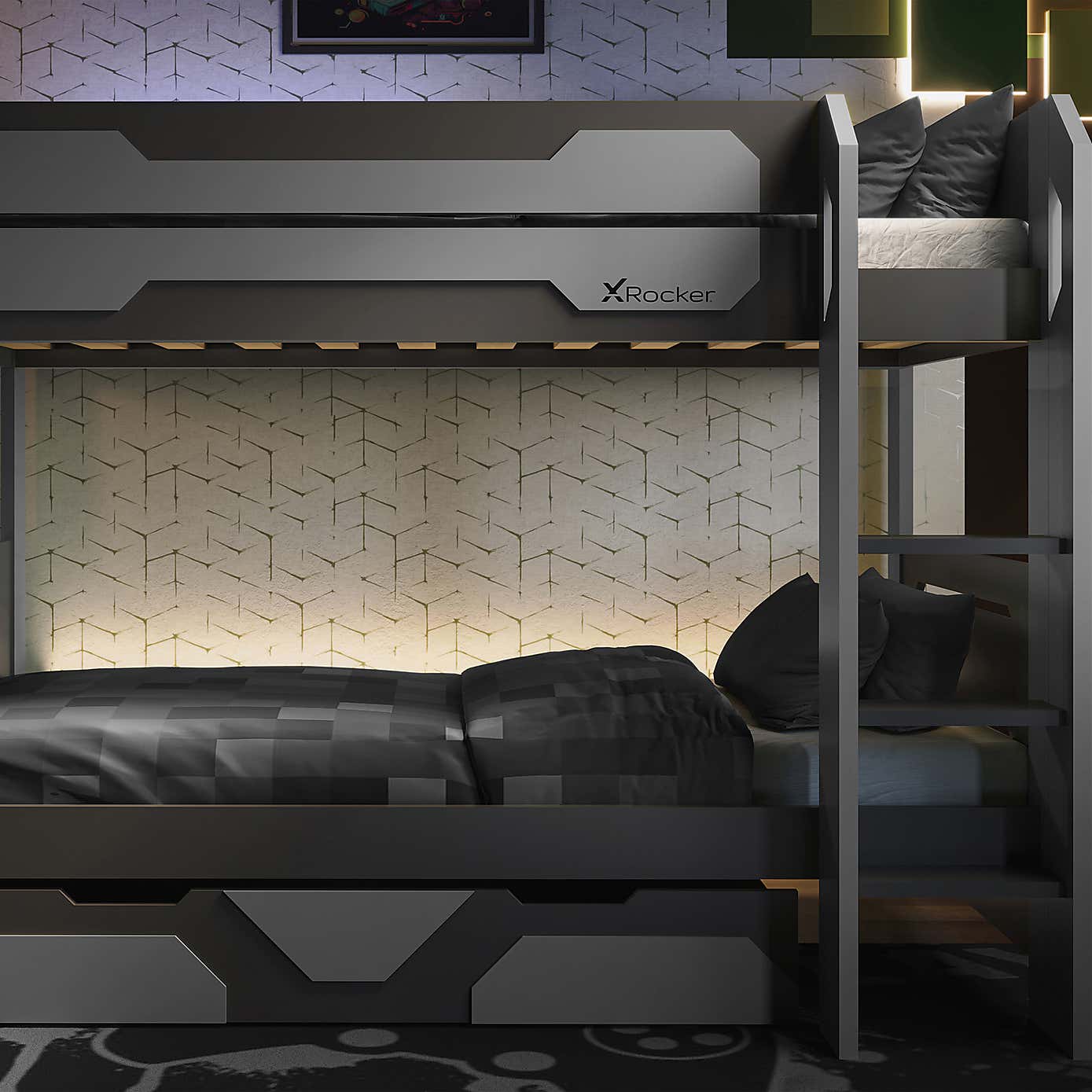X Rocker Battalion Gaming Bunk Bed with Trundle