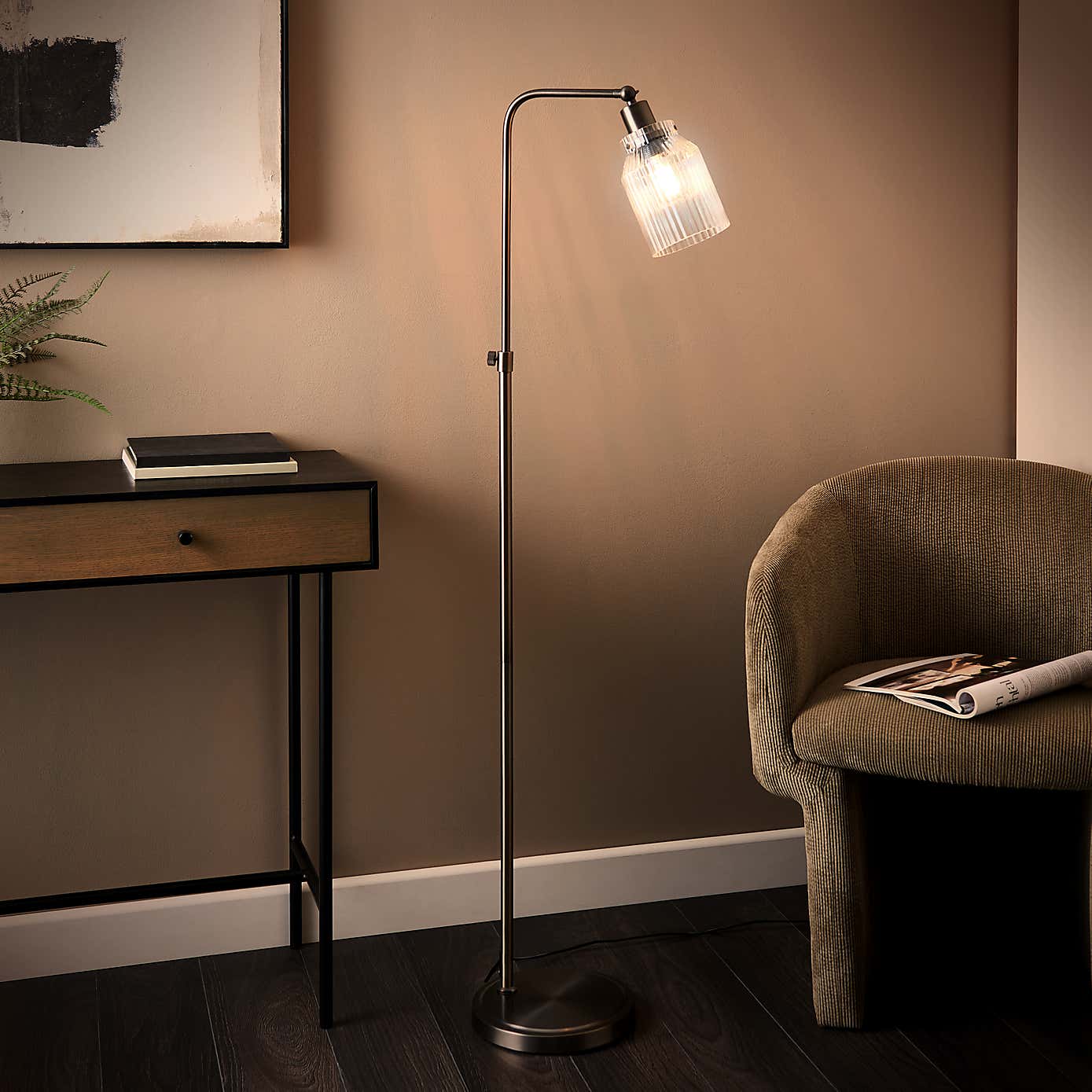 Tobias Industrial Ribbed Adjustable Floor Lamp