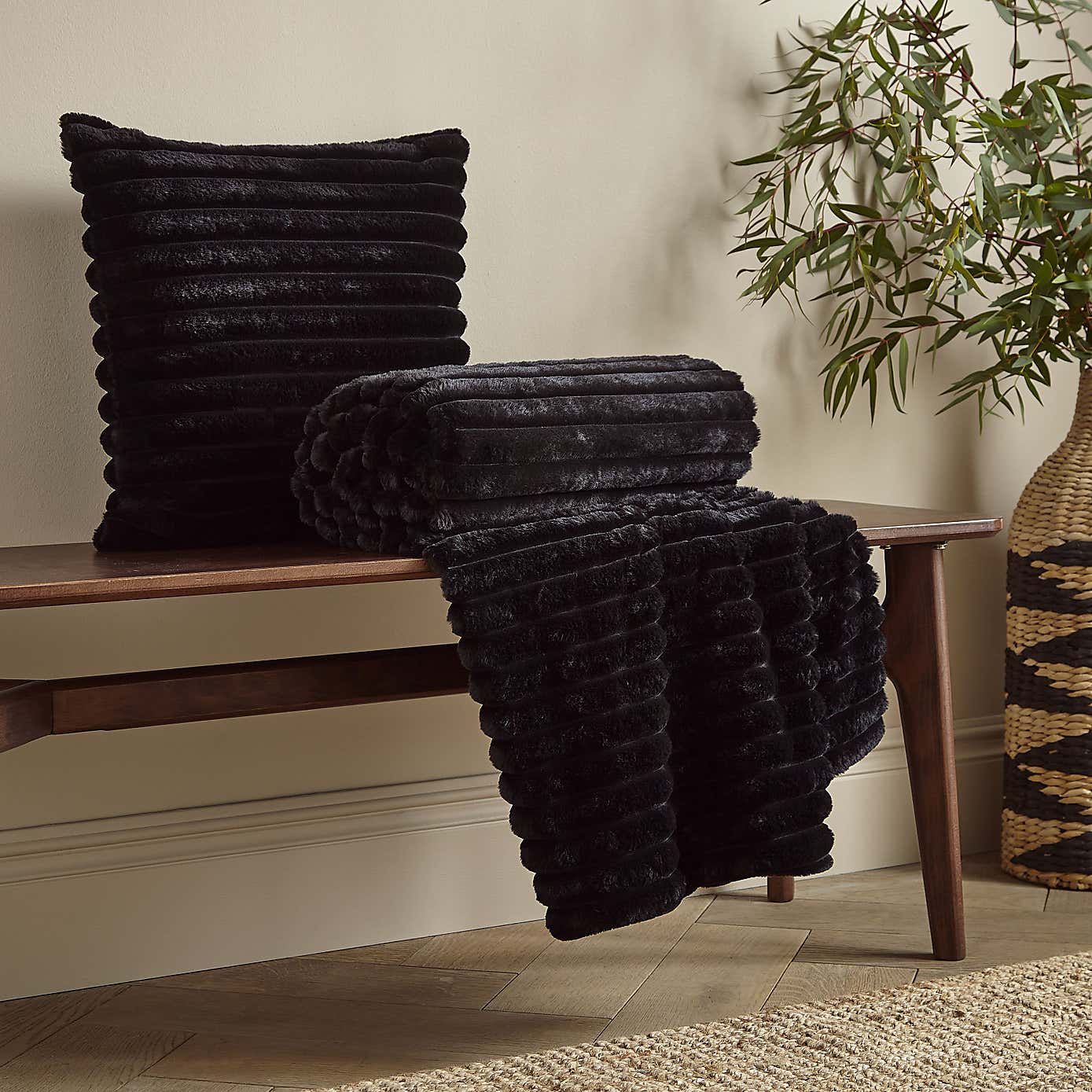 Catherine Lansfield Cosy Ribbed Square Cushion