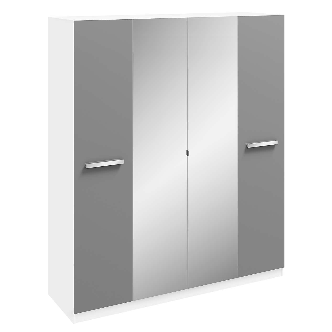 Sudbury 4 Door Wardrobe, White and Grey