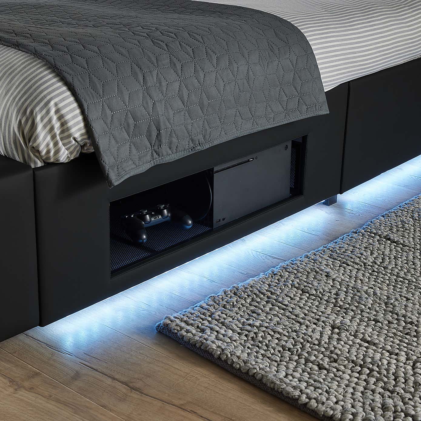 X Rocker Living Ava TV Bed with LED Lights and TV Mount