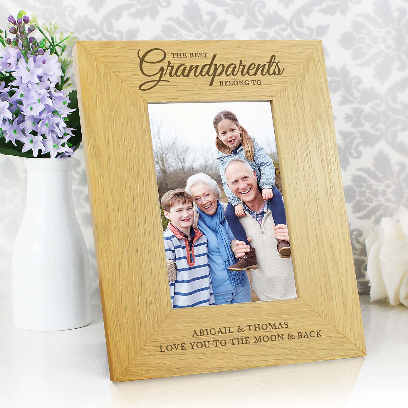 Personalised The Best Grandparents Light Wood Portrait Photo Frame
