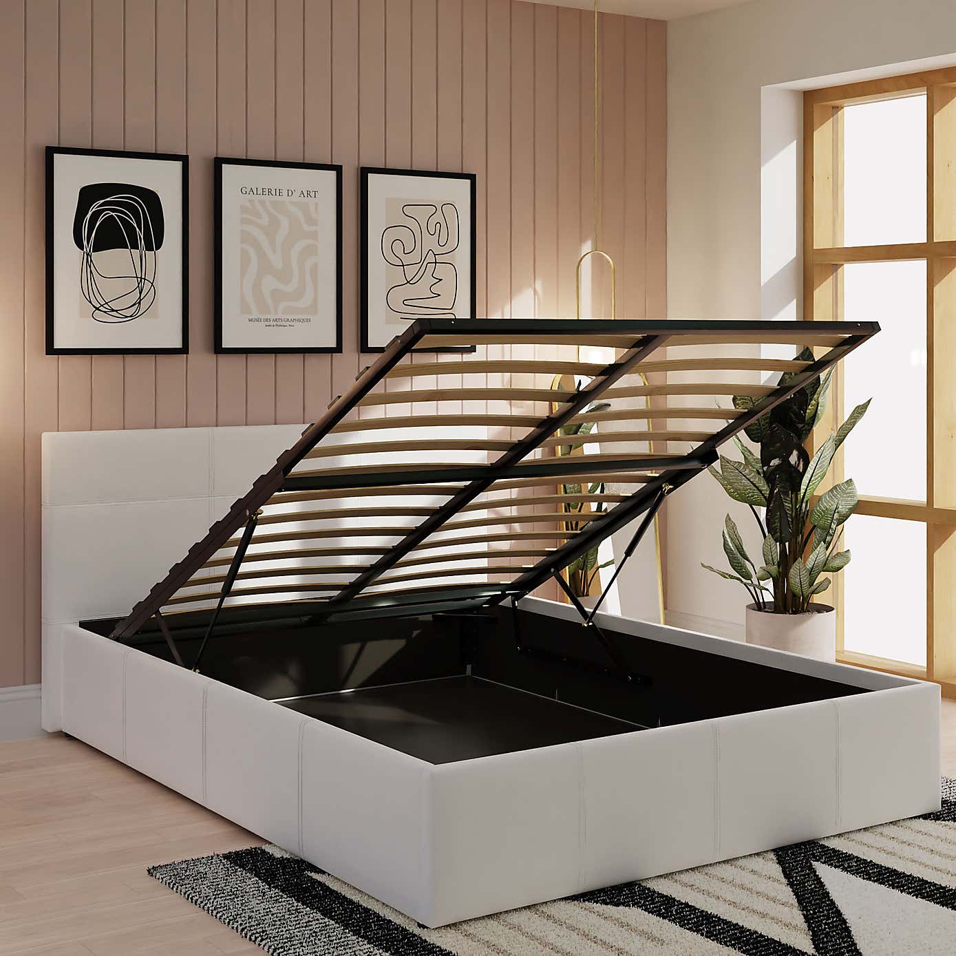 Toronto Black Faux Leather Ottoman Bedstead