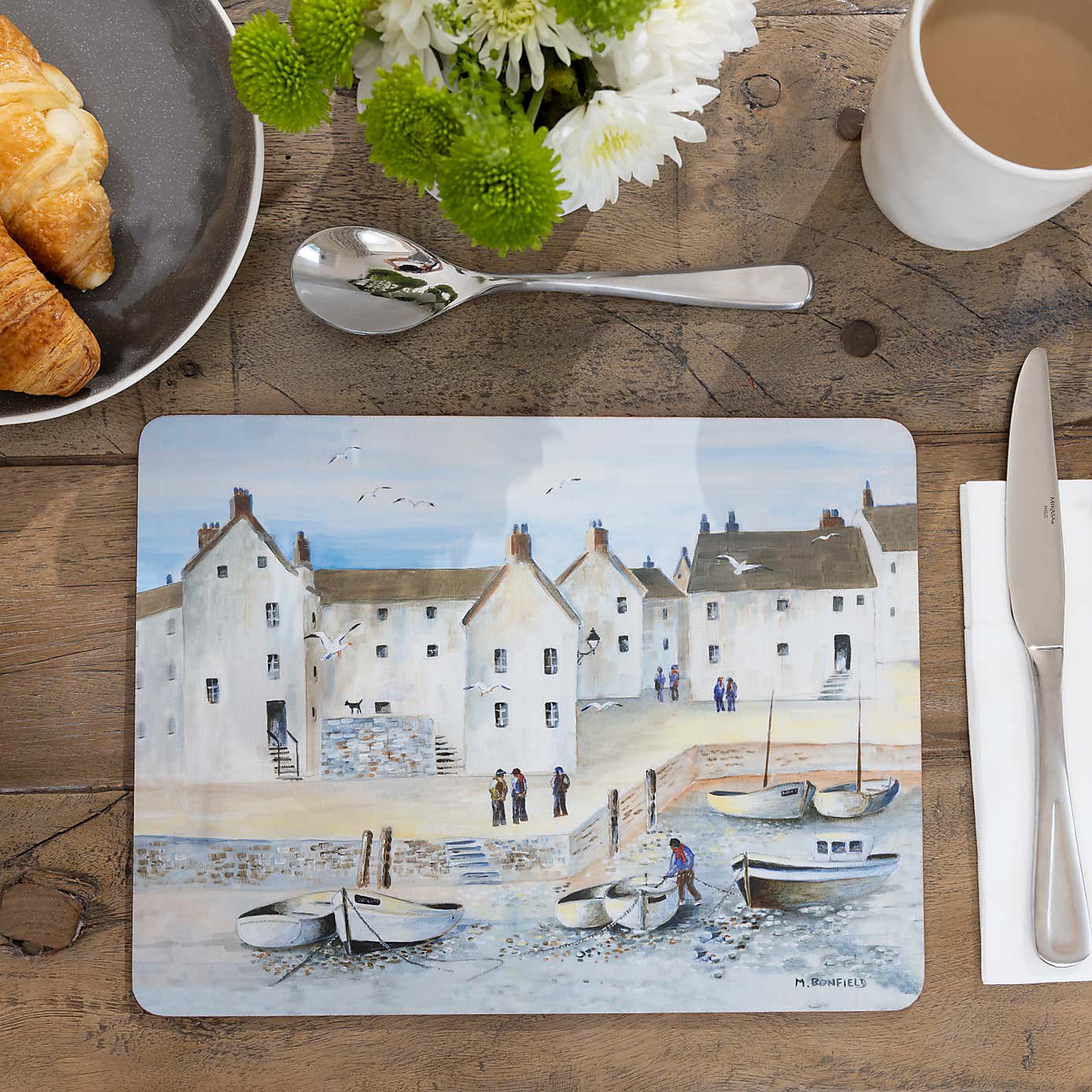 Creative Tops Set of 6 Cornish Habour Natural Wooden Placemats