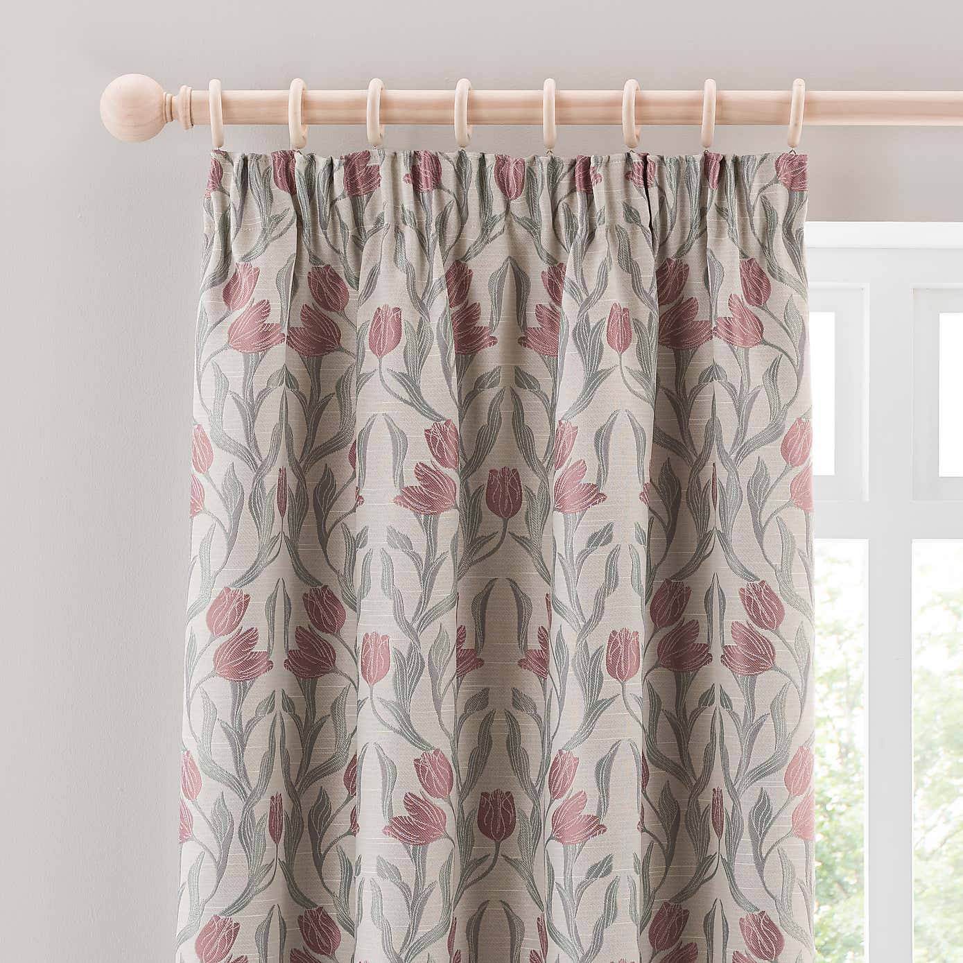 Tulip Jacquard Pencil Pleat Curtains