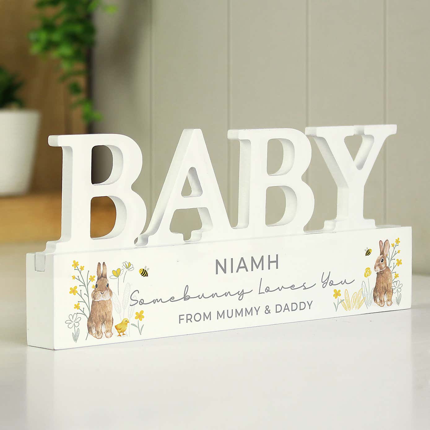 Personalised Spring Bunny Wooden Ornament