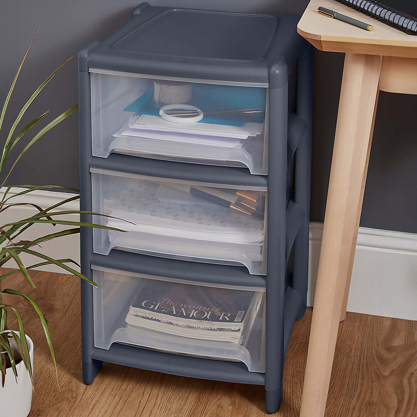 Wham Graphite Deep 3 Drawer Unit