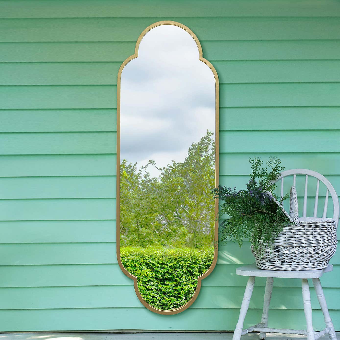 The Duplici Double Arched Oval Outdoor Garden Wall Mirror
