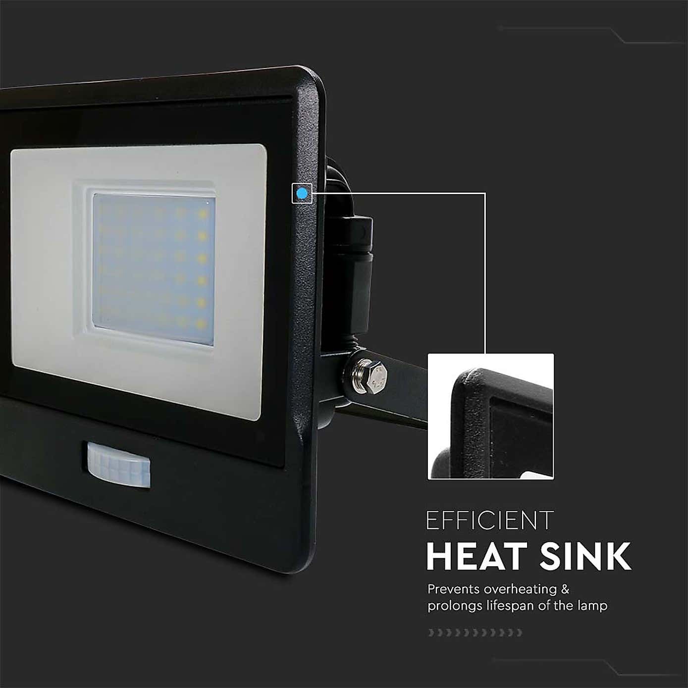 V-TAC 30W LED Floodlight Outdoor PIR Sensor Wall Light