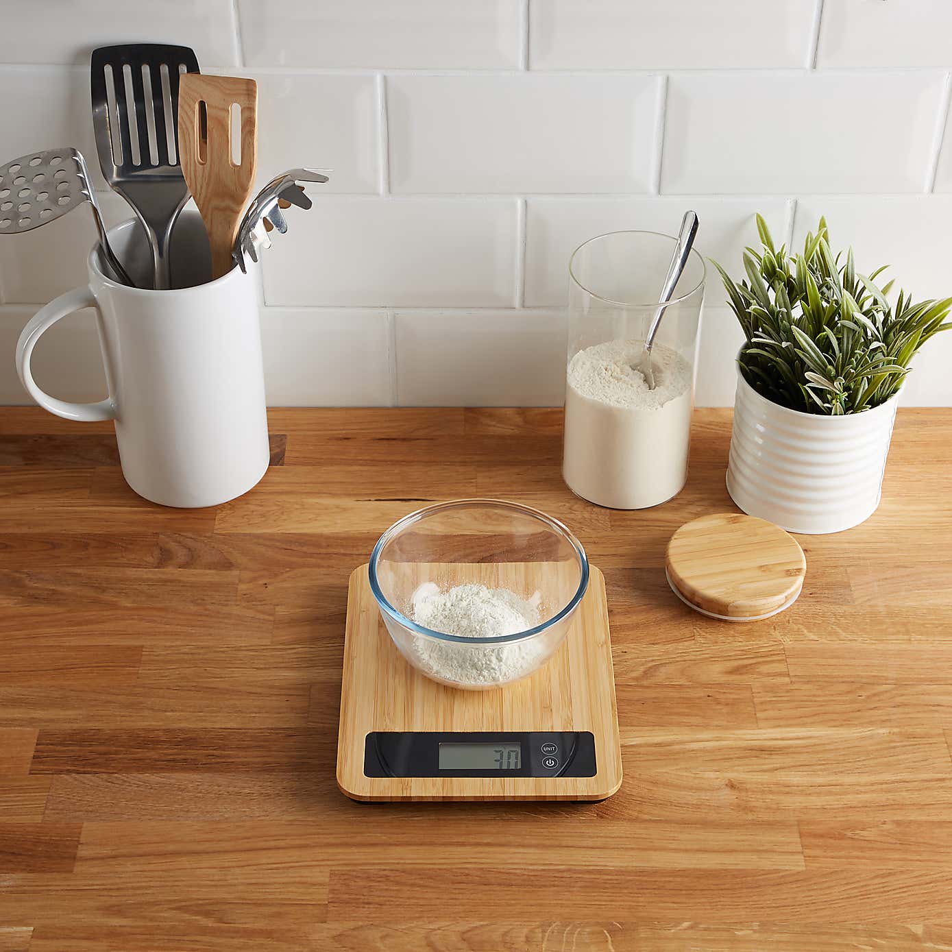 Dunelm Bamboo Electronic Kitchen Scales