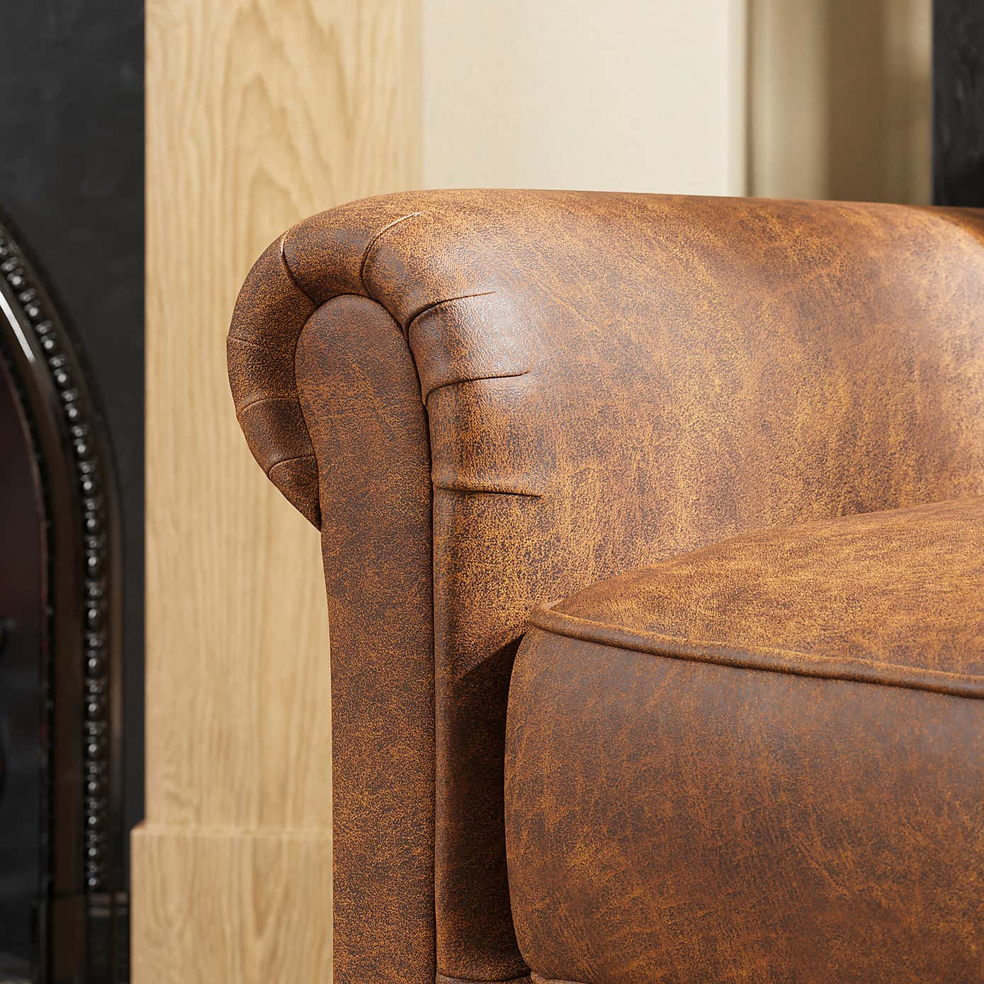 Alba Relaxed Faux Leather Occasional Armchair, Tan