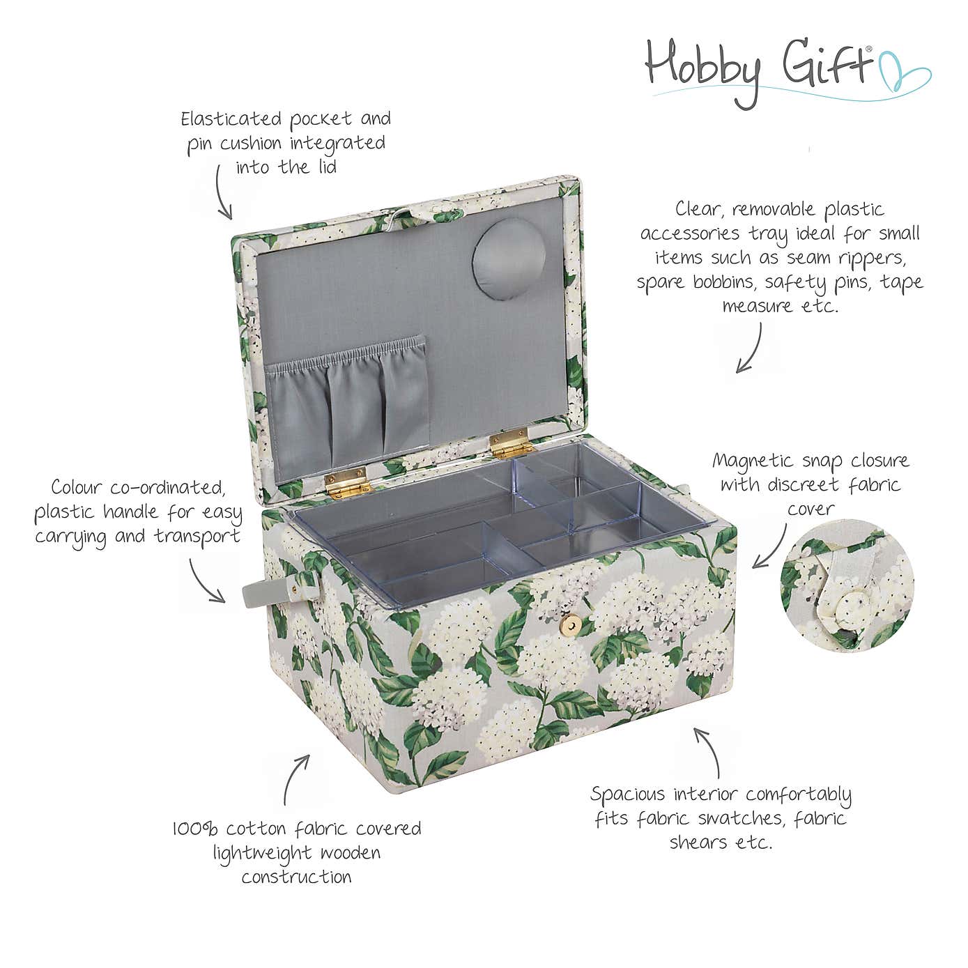 Hobby Gift Hydrangea Medium Sewing Basket