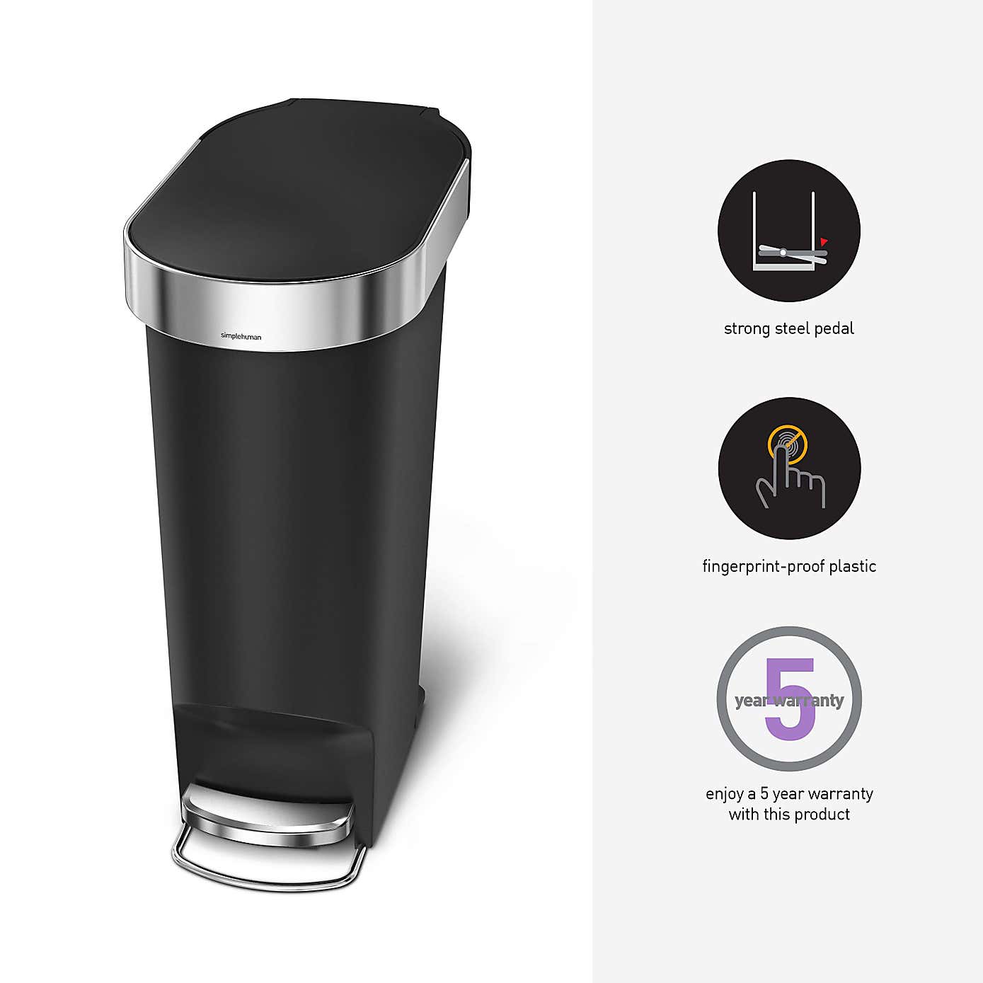 Simple Human 40 Litre Pedal Bin with Liners