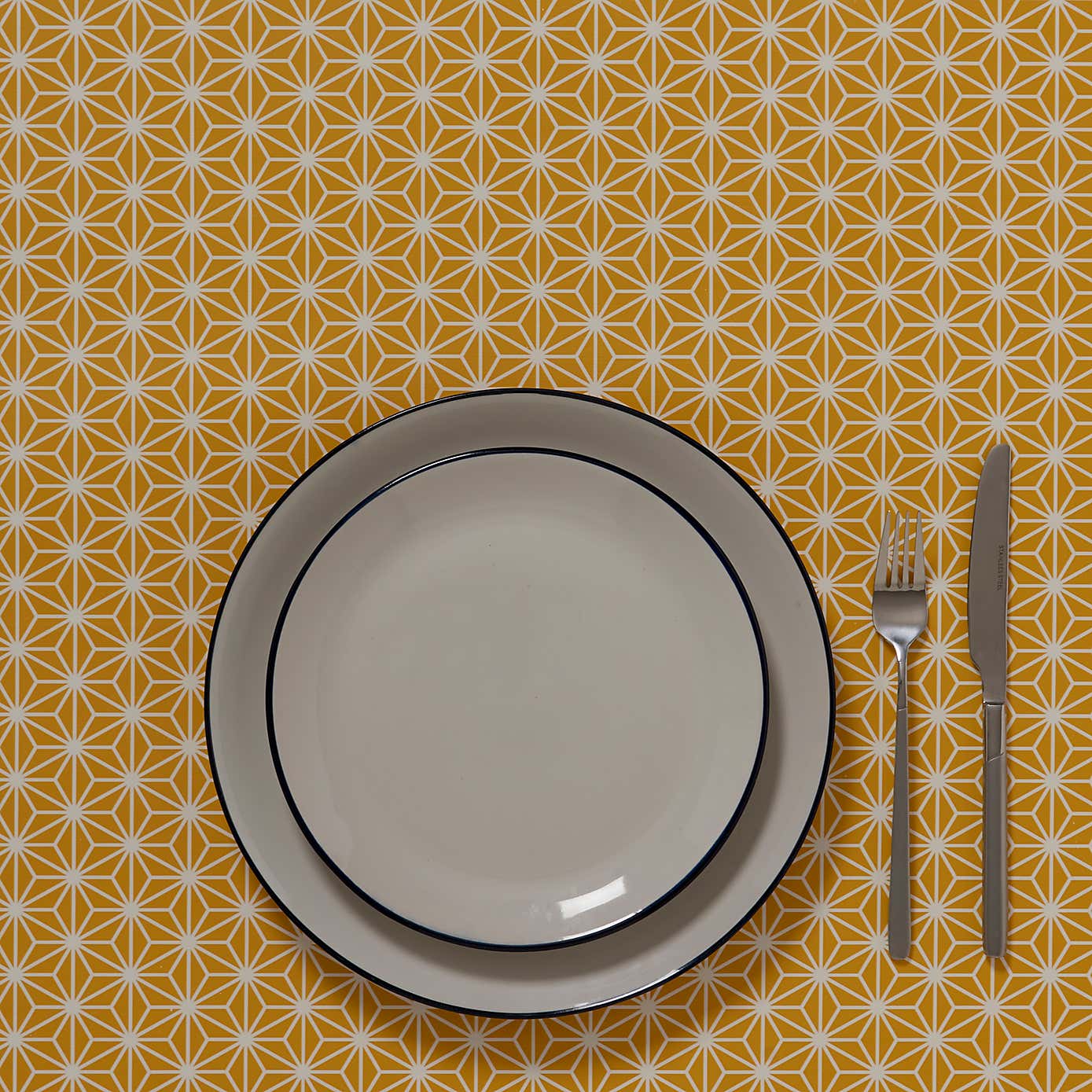 Diamond Geo Ochre PVC Fabric