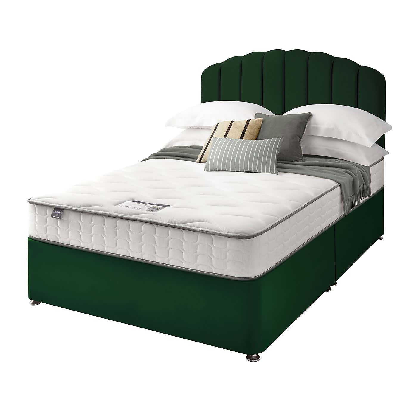 Silentnight 2 Drawer Divan Bed With Velvet Merlin Headboard