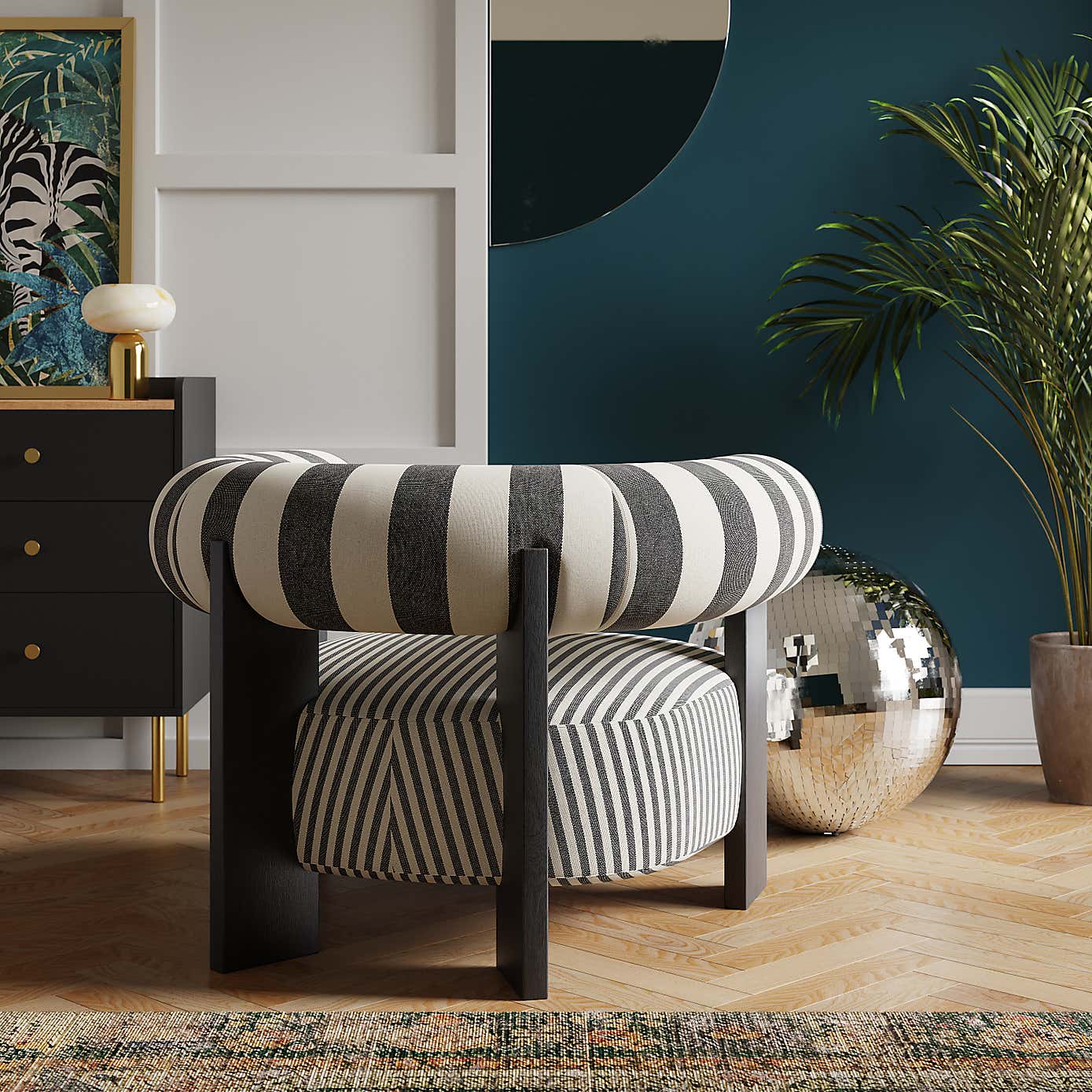 Fallon Woven Stripe Bolster Accent Chair