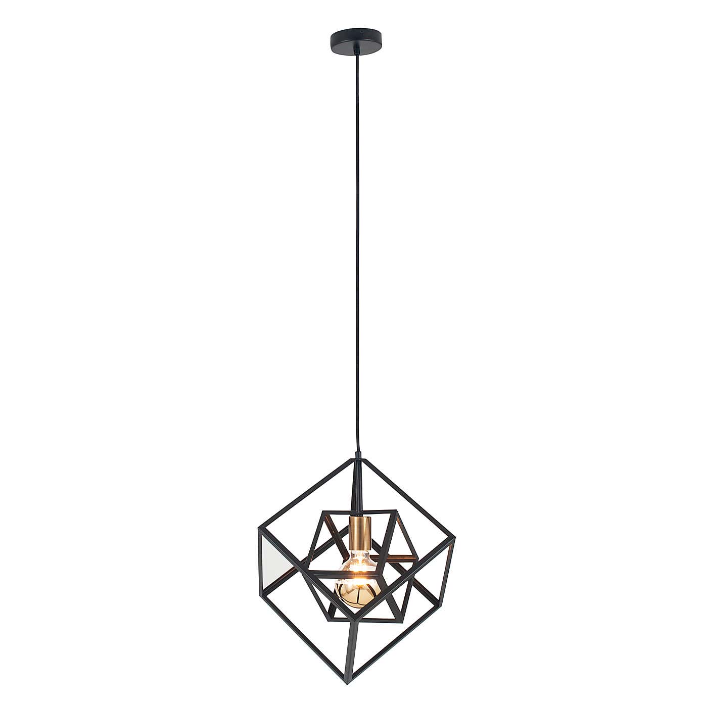 Alessio Matt Black Metal Cube Pendant Light