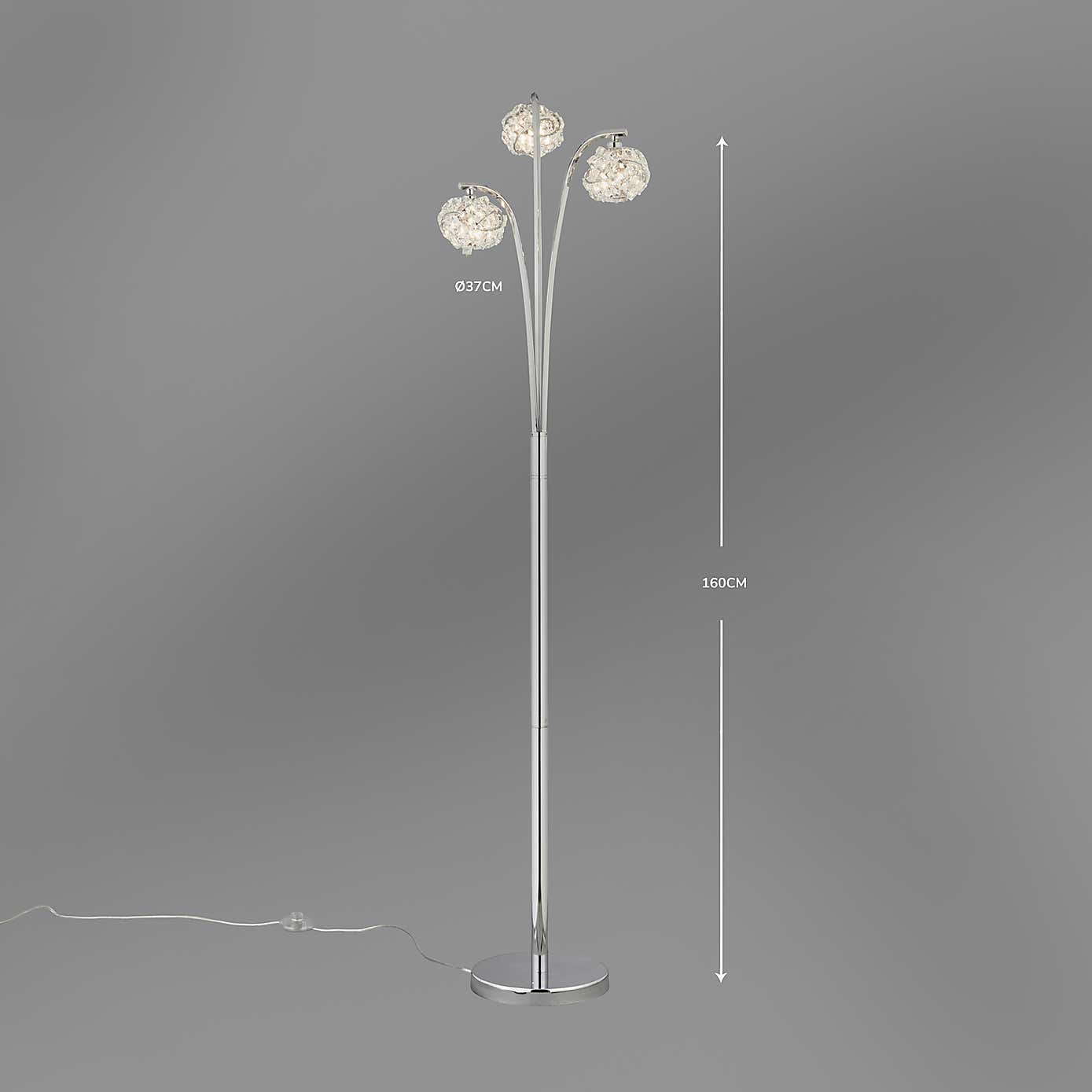 Cecilie 3 Arm Chrome Floor Lamp