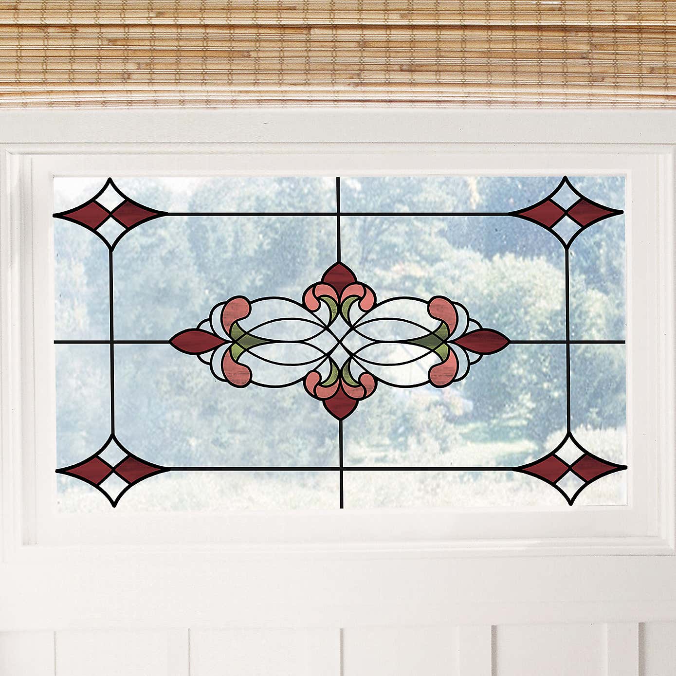 Red Vineyard Static Stained Glass Decal
