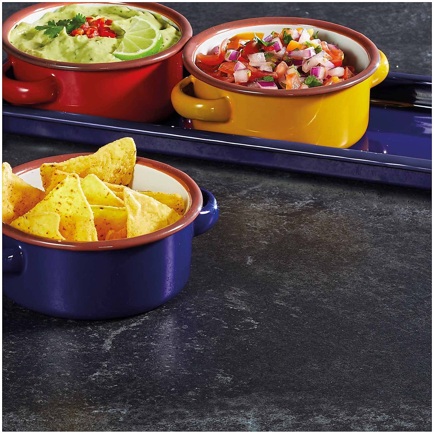 KitchenCraft World of Flavours Enamel Dip Set of Three 11cm 350ml