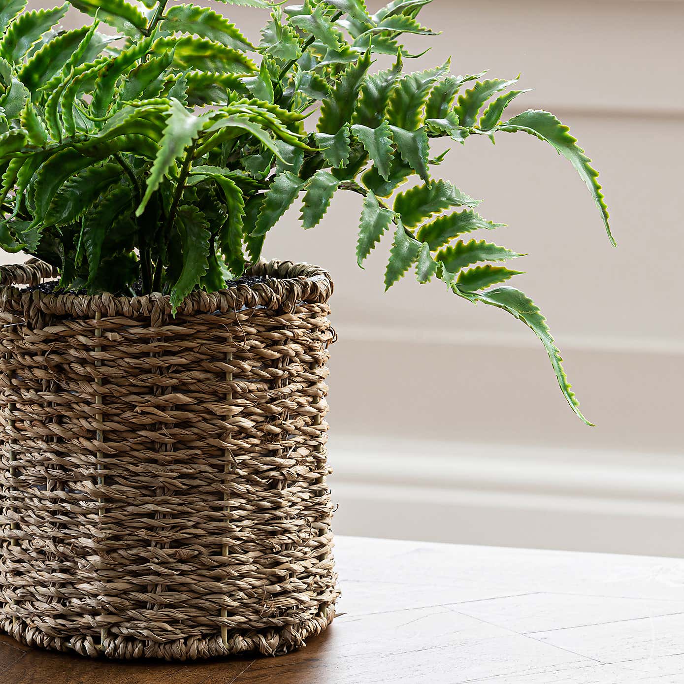 Artificial Fern in Rattan Plant Pot