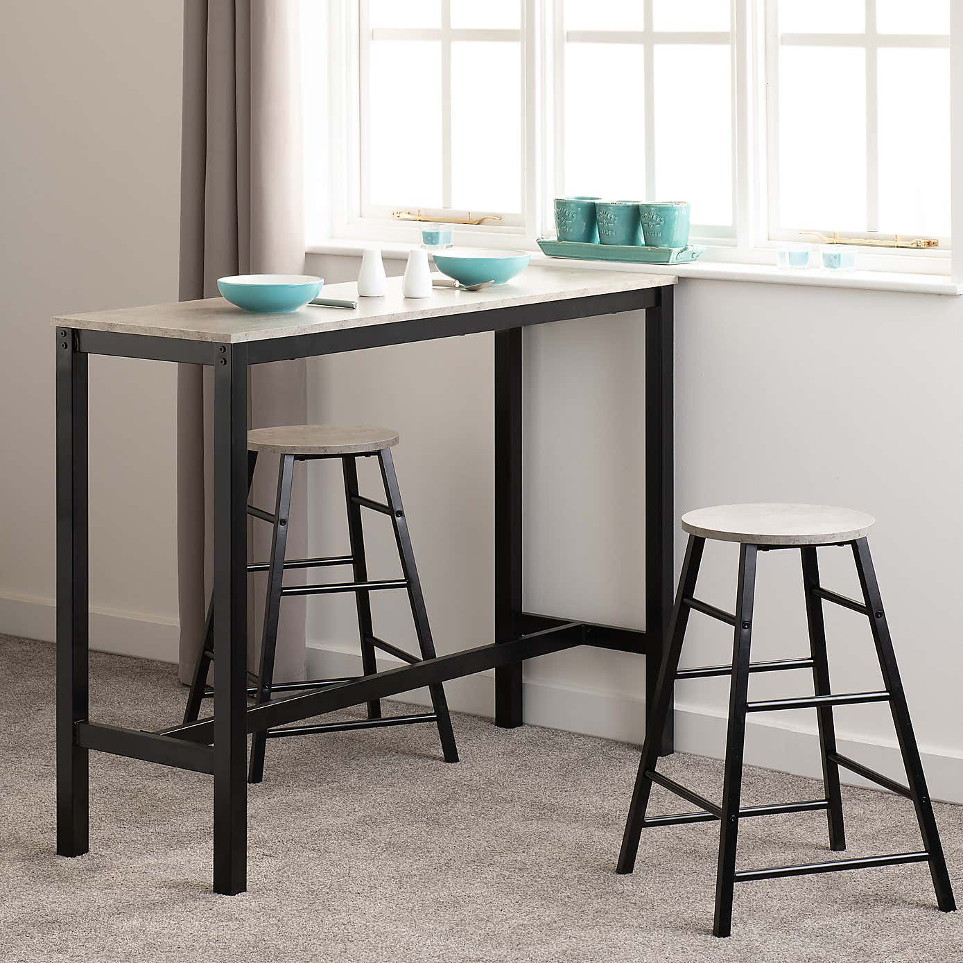Athens Concrete Effect Breakfast Bar Set