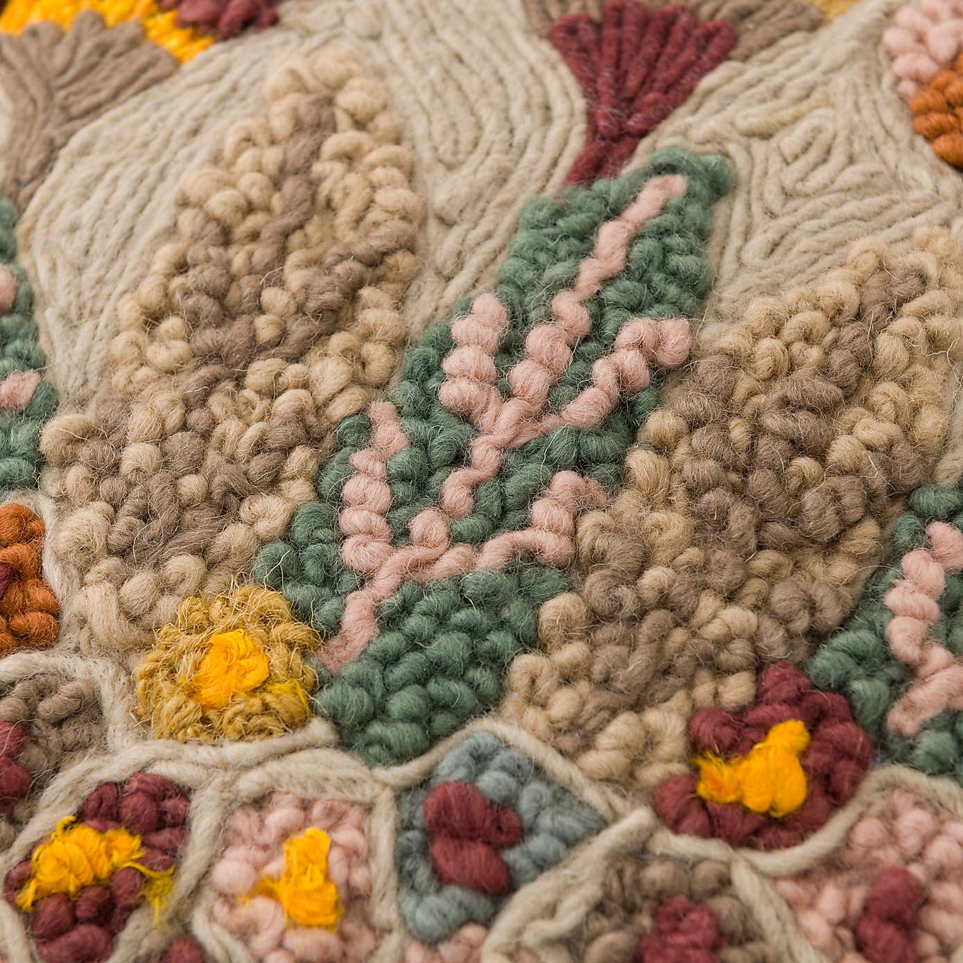 Hand Knotted Wool Floral Cushion