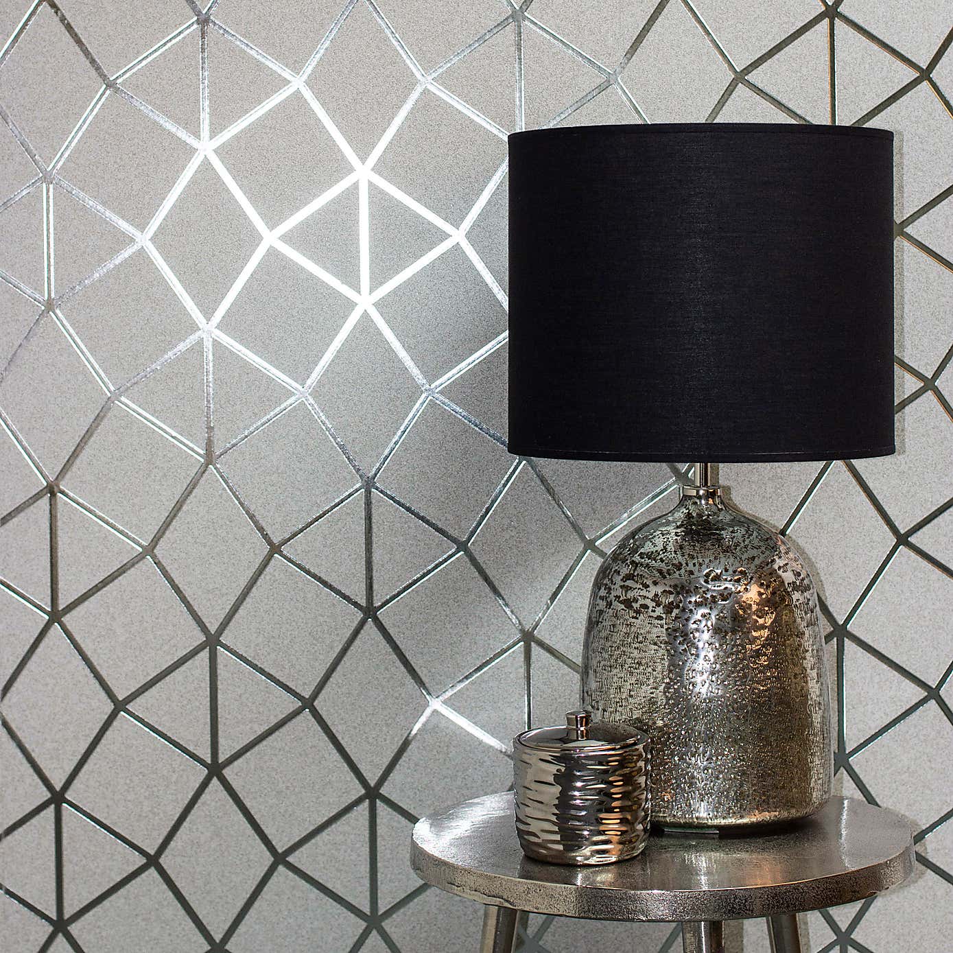 Platinum Geo Trellis Vinyl Wallpaper