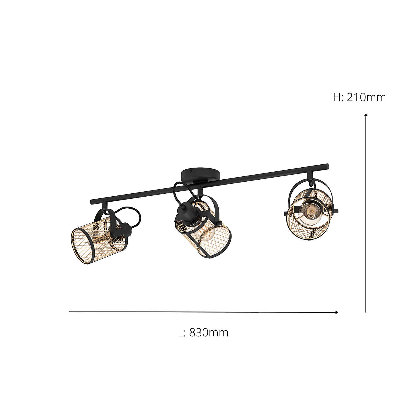 EGLO Dellow Industrial 3 Light Adjustable Ceiling Wall Spotlight