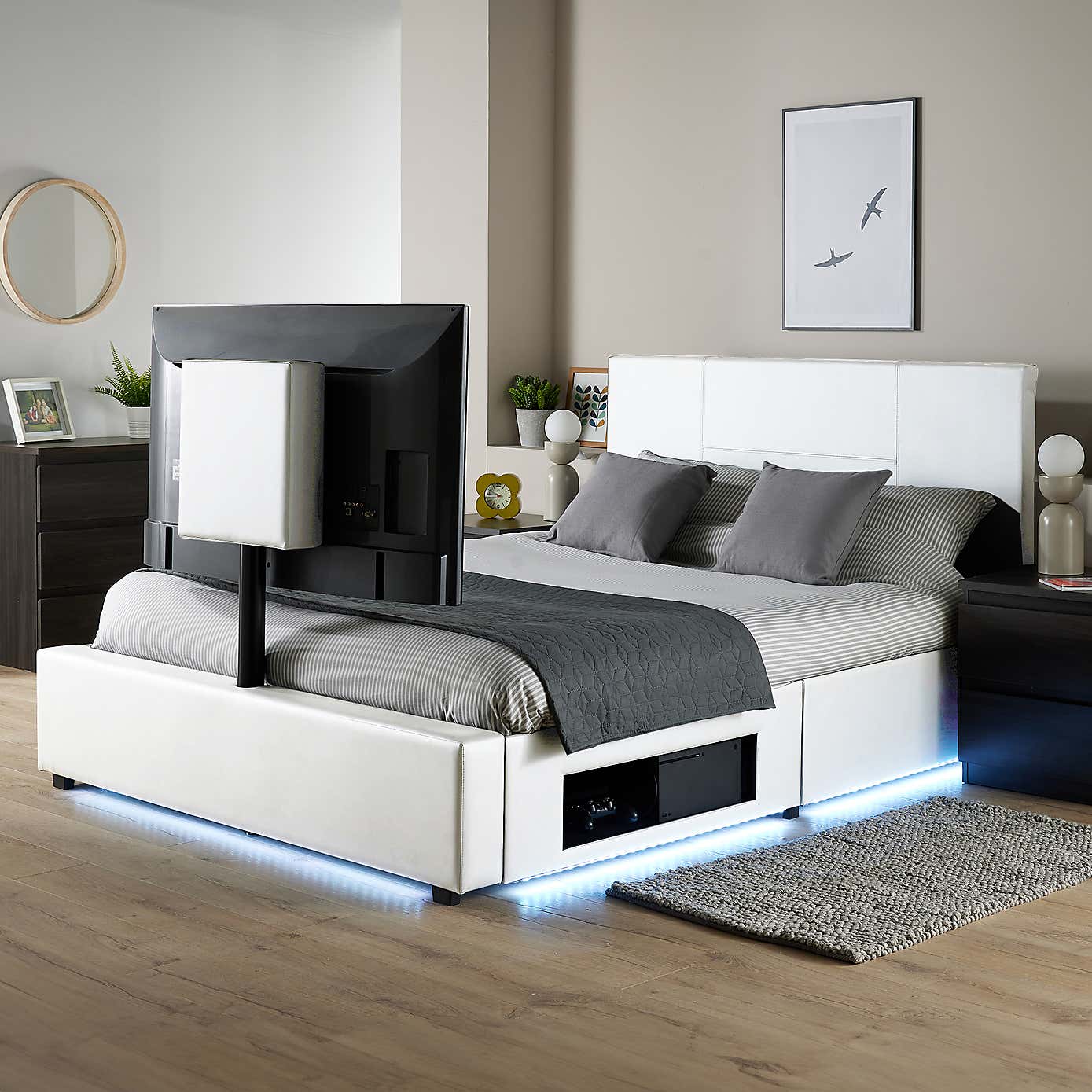 X Rocker Living Ava TV Bed with LED Lights and TV Mount