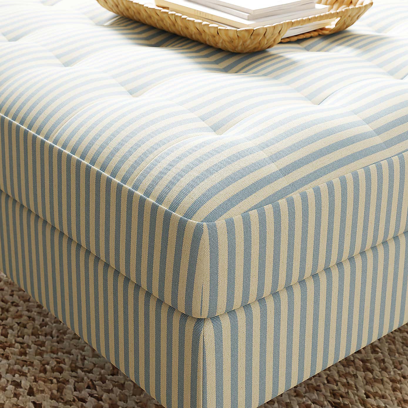 Zoe Square Storage Footstool, Pinstripe