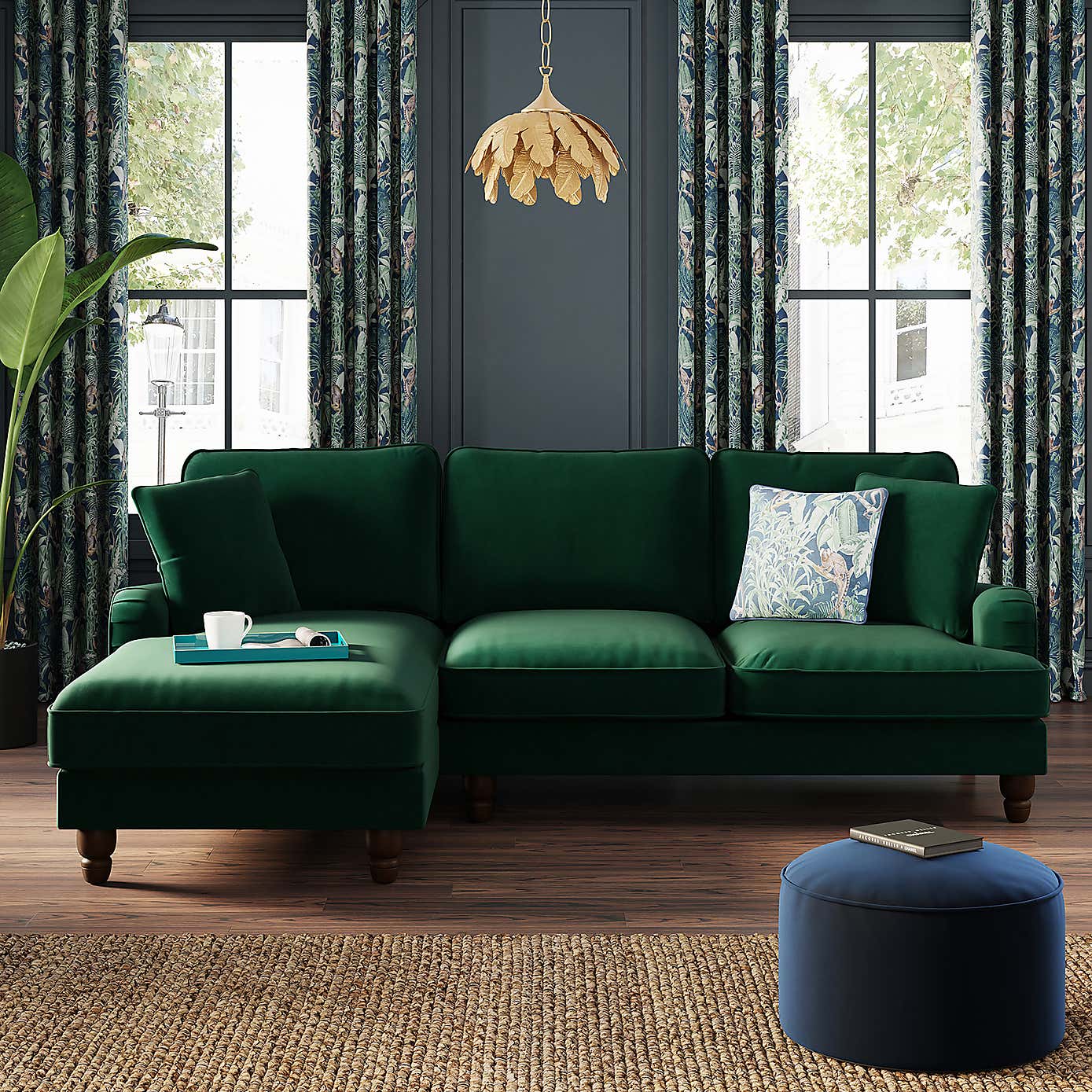 Beatrice Matte Velvet 4 Seater Corner Chaise Double Sofa Bed