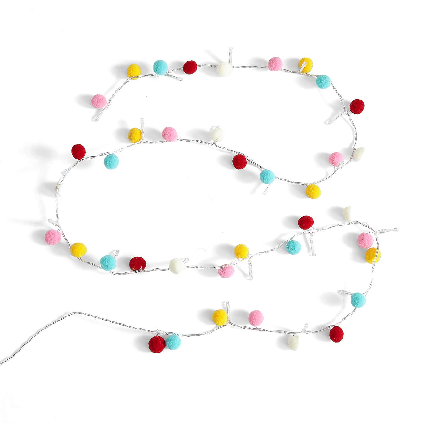 Multicoloured Pom Pom String Lights