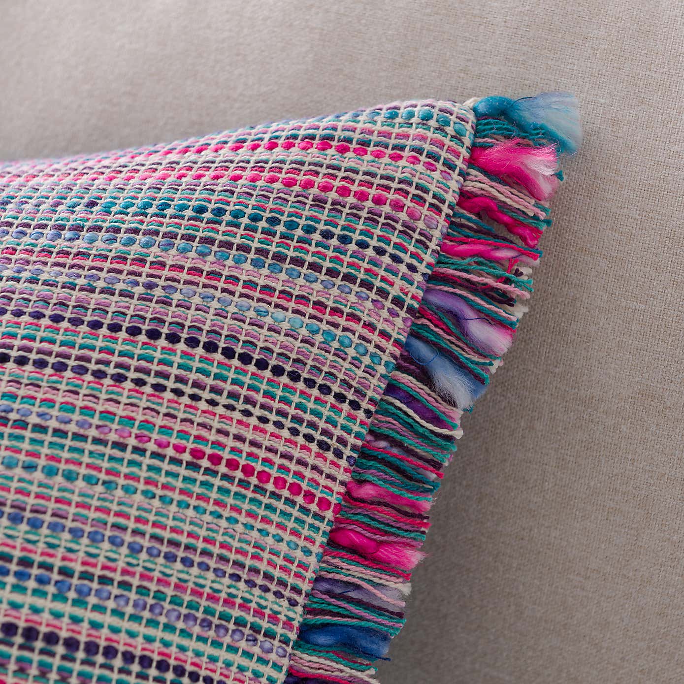 Ava Flat Weave Cotton Square Cushion
