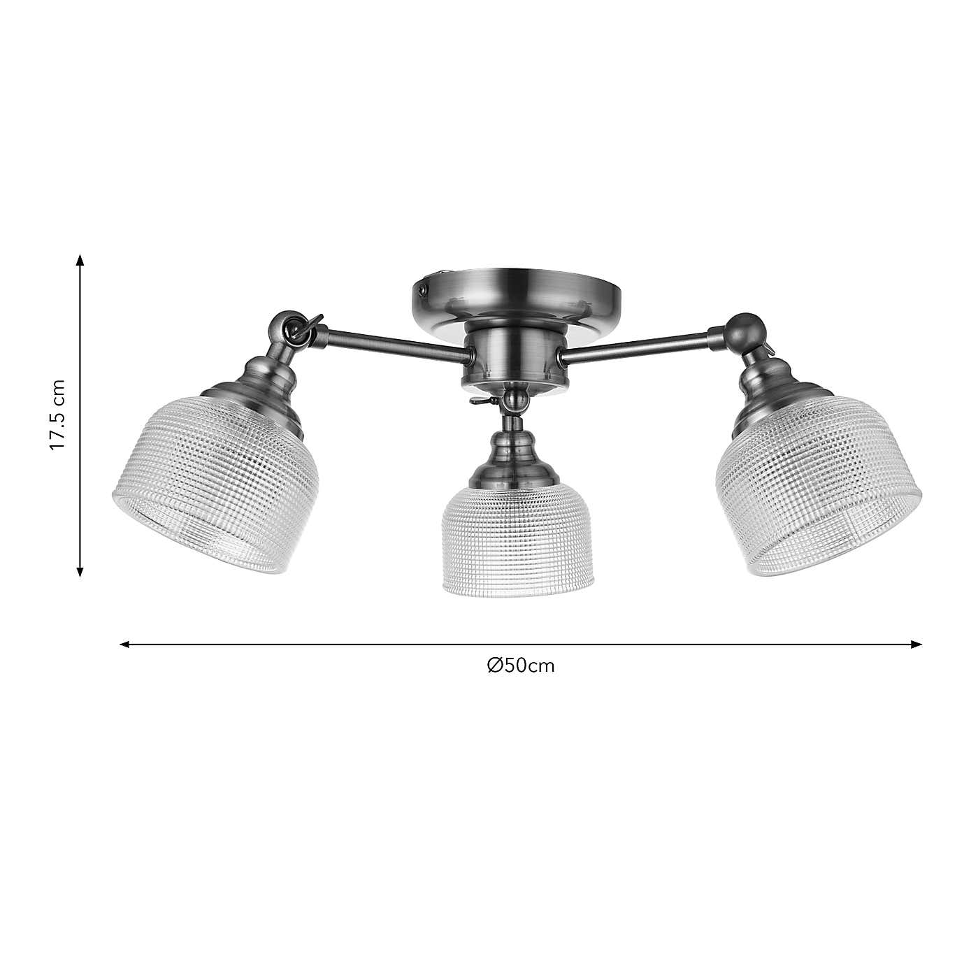 Amesbury Industrial 3 Light Semi Flush Ceiling Light