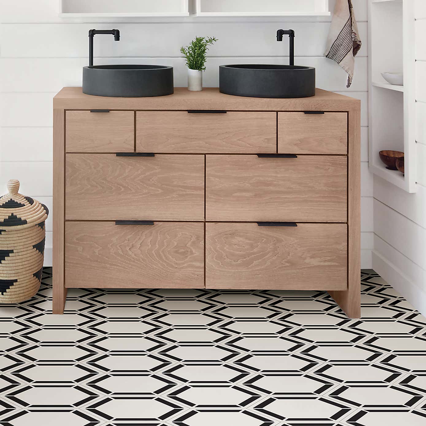 Coltrane Self Adhesive Hexagon Floor Tiles