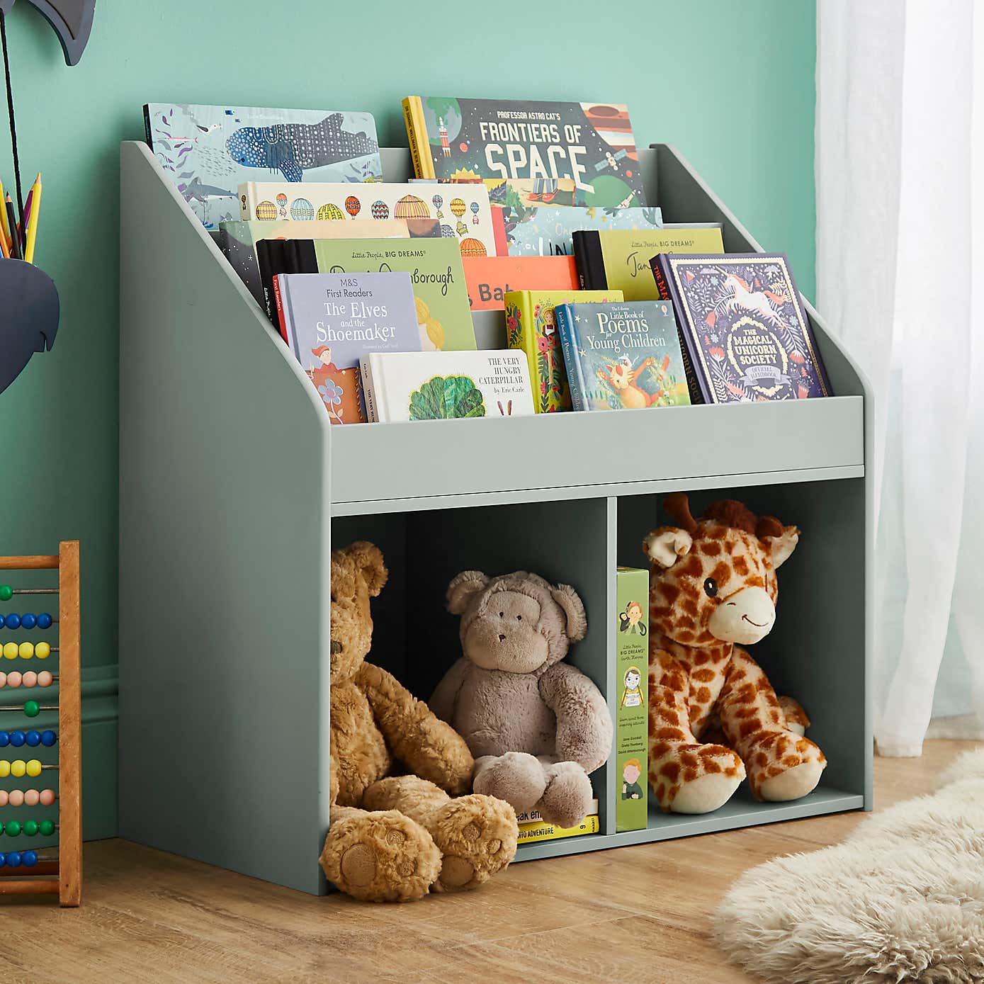 Kids Bookcase with Storage White
