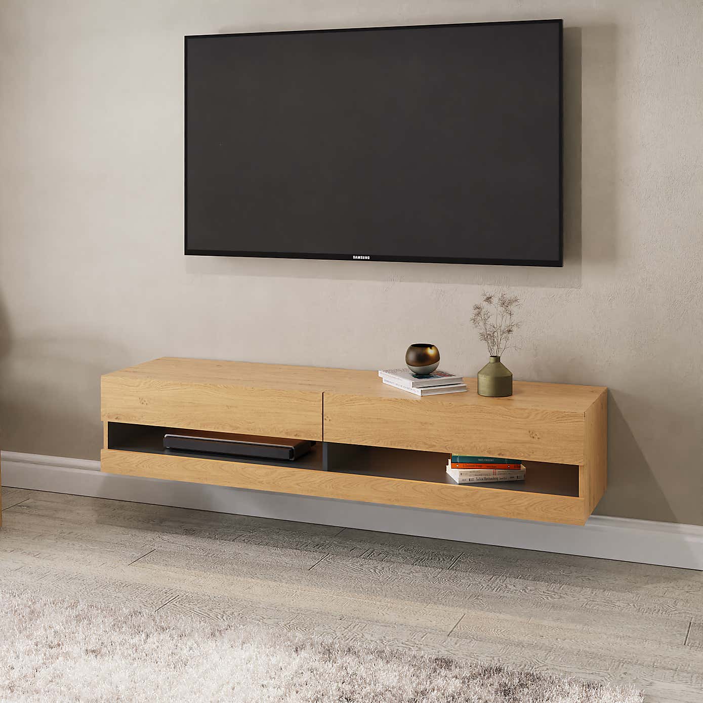 Delta 150cm Wall TV Unit with LEDs for TVs up to 65"