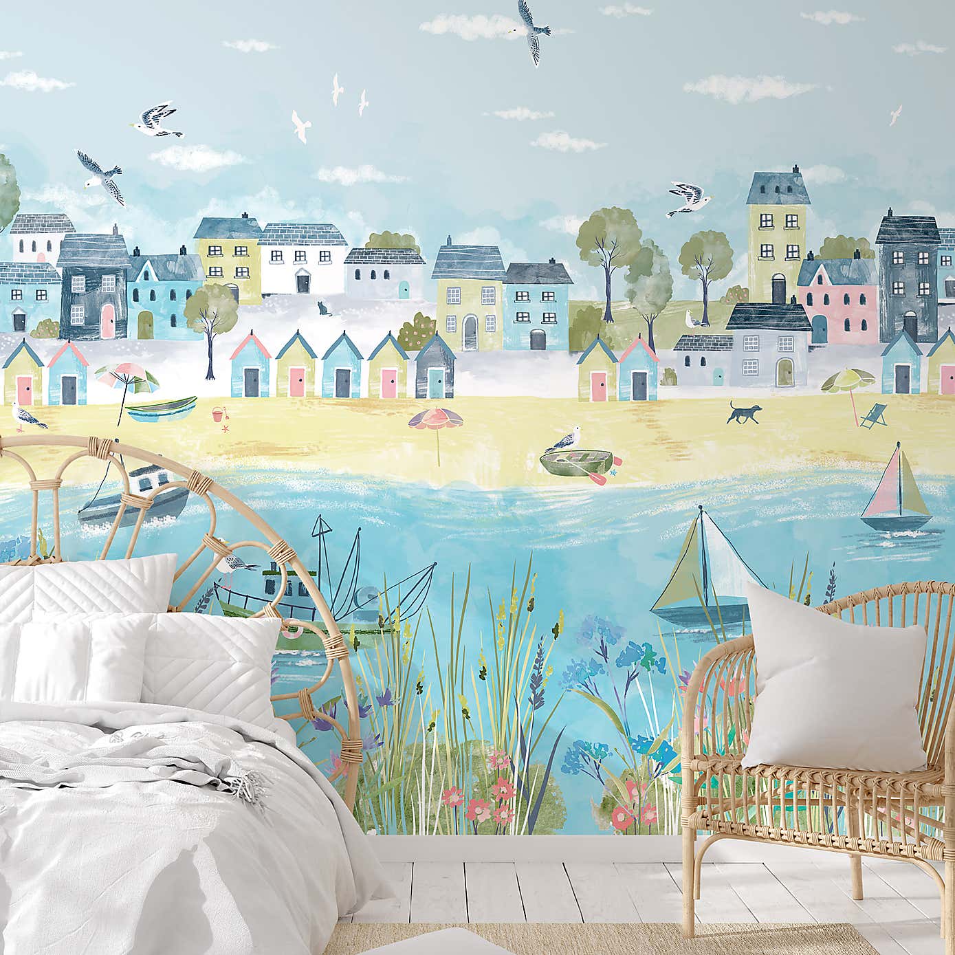 Coastal Town Wall Mural