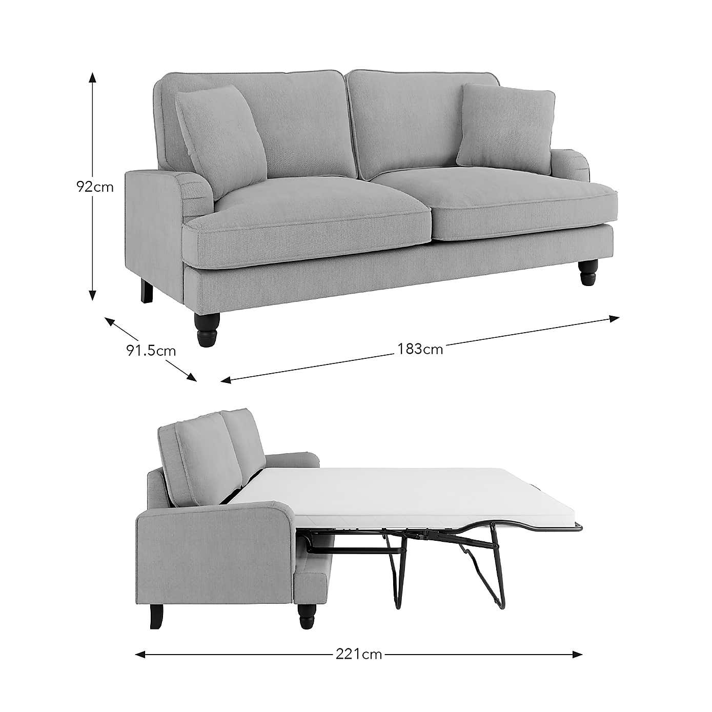 Beatrice Tonal Chenille 3 Seater Double Sofa Bed
