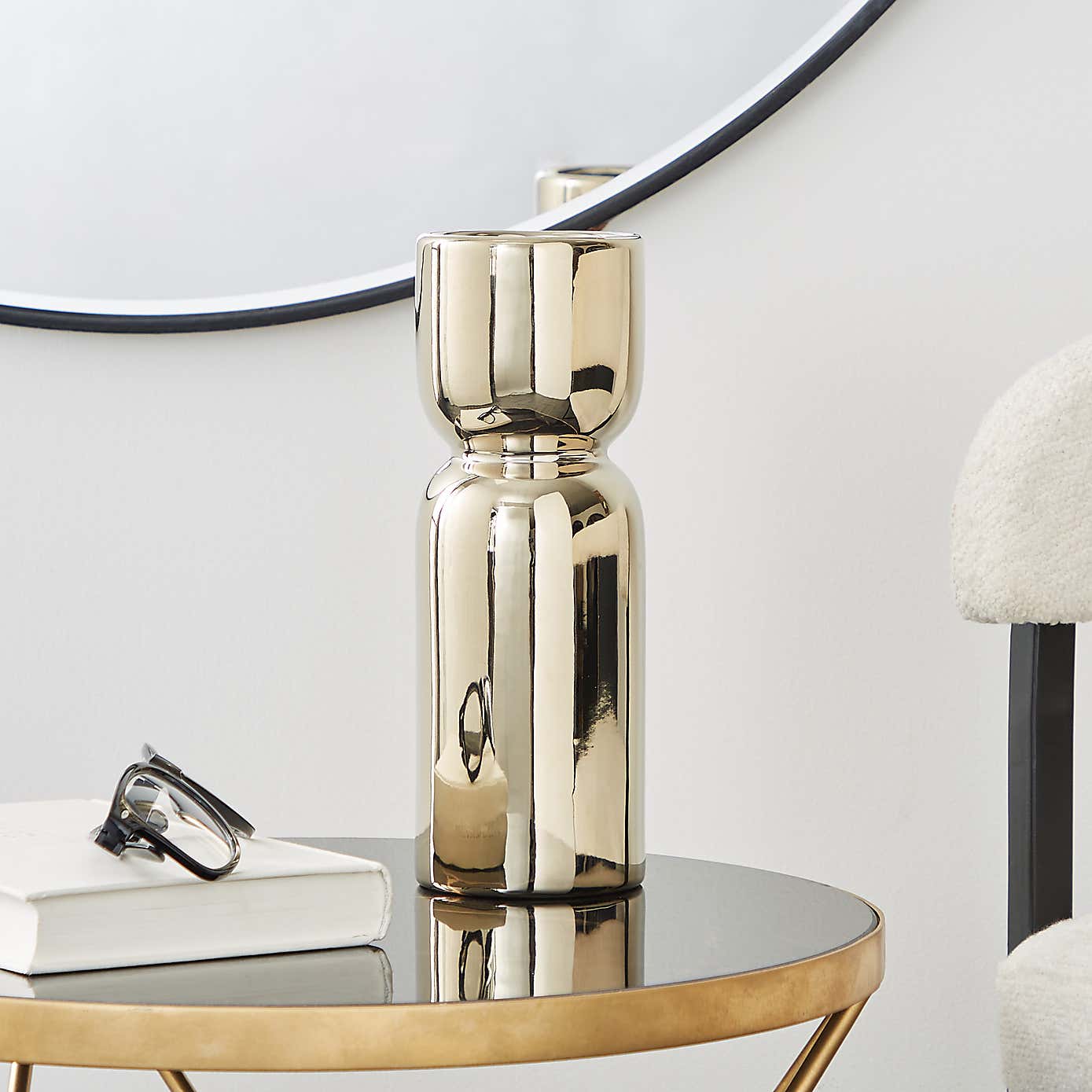 Ceramic Curves Vase Gold 23cm