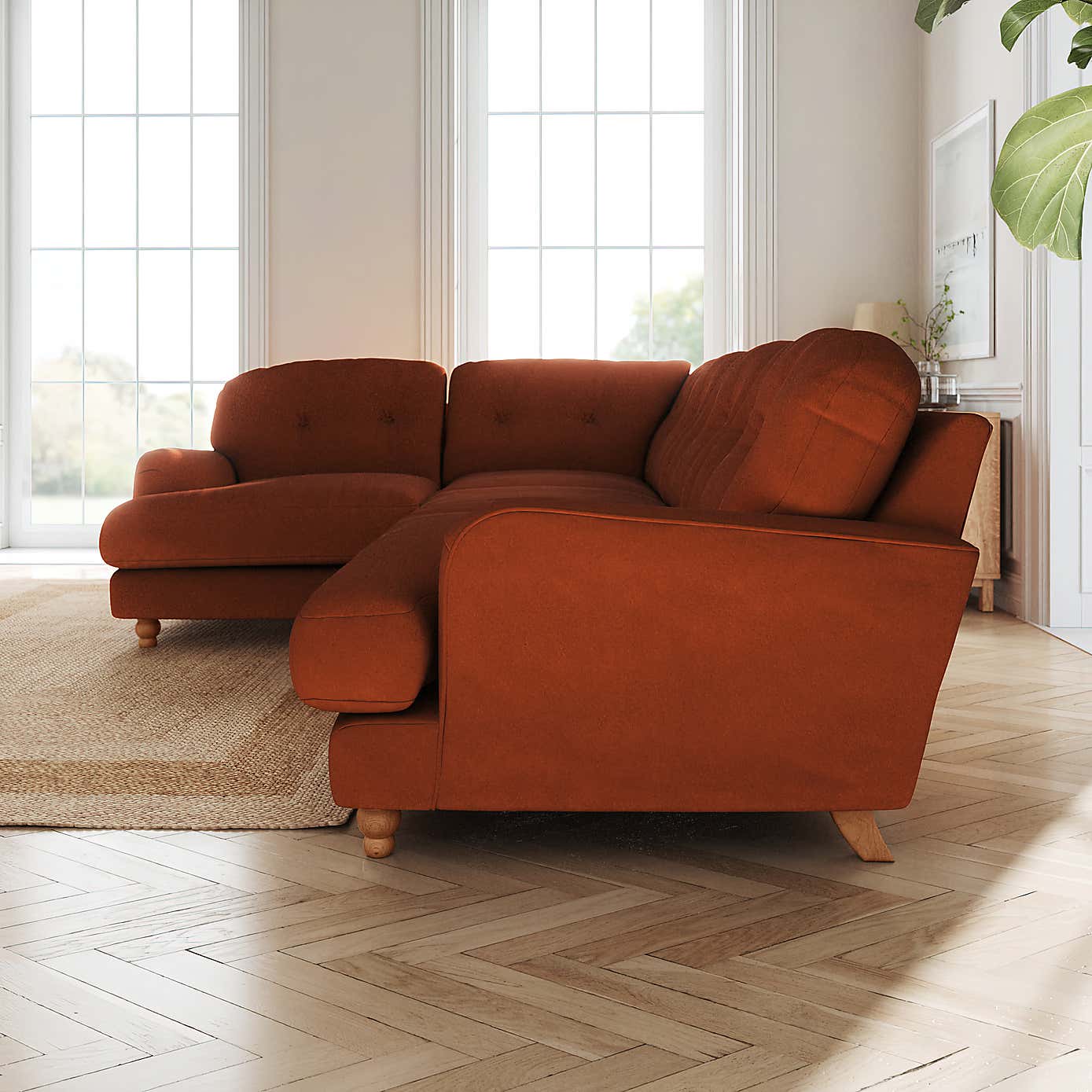 Martha Matte Plush Velvet Full Corner Sofa