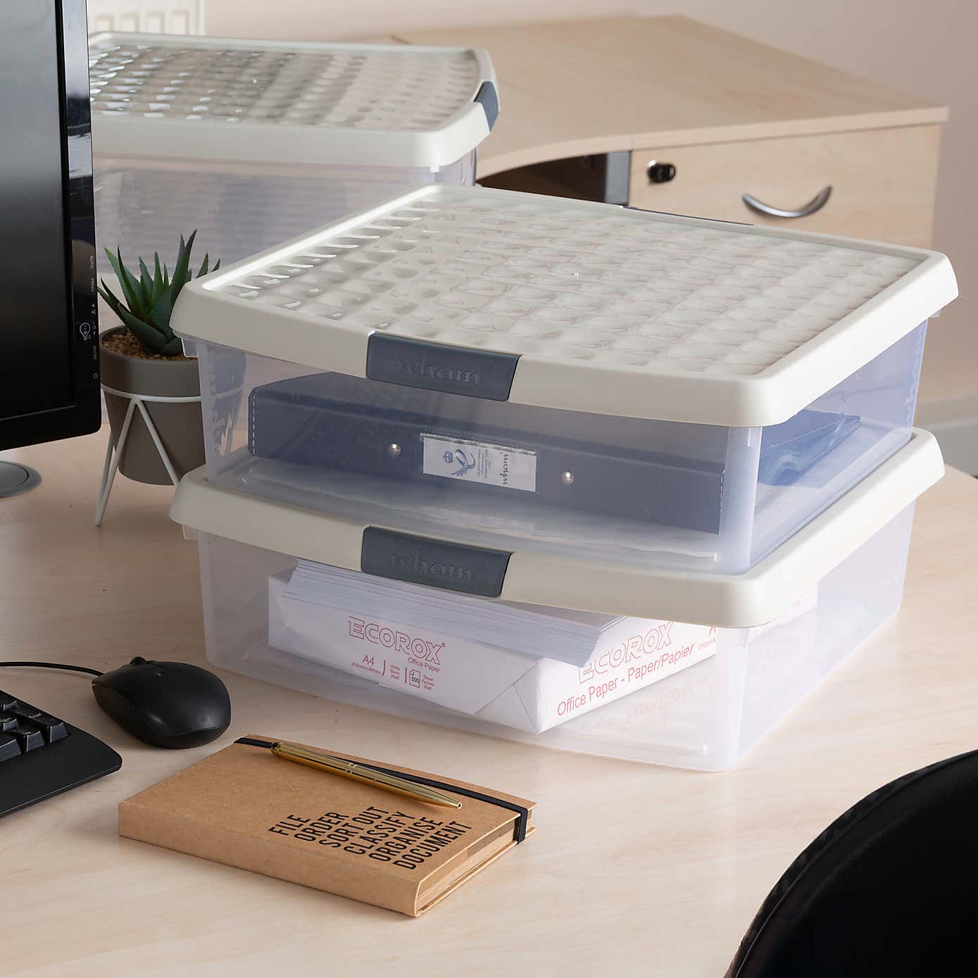 Wham Clip Pack of 4 Square Storage Boxes With Lids