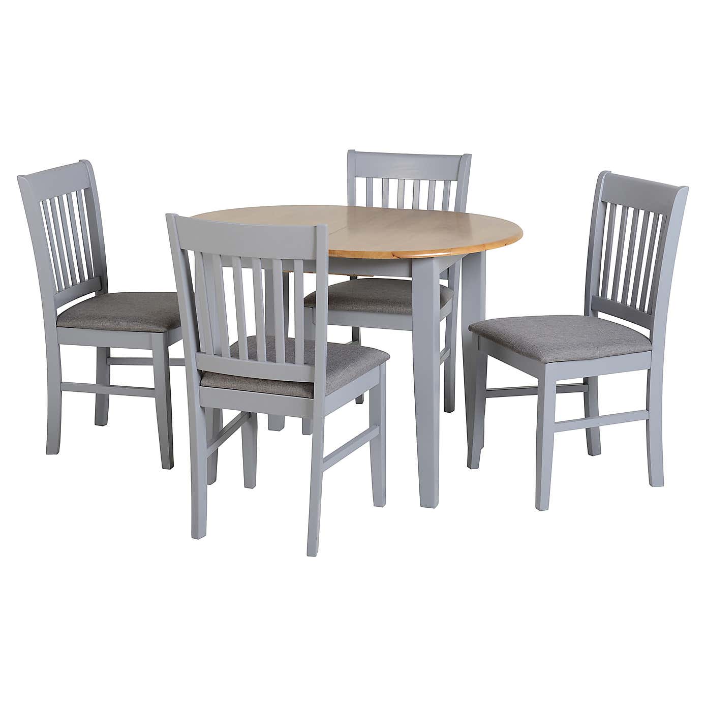 Oxford 4-6 Seater Oval Extendable Dining Table with 4 Chairs, Grey